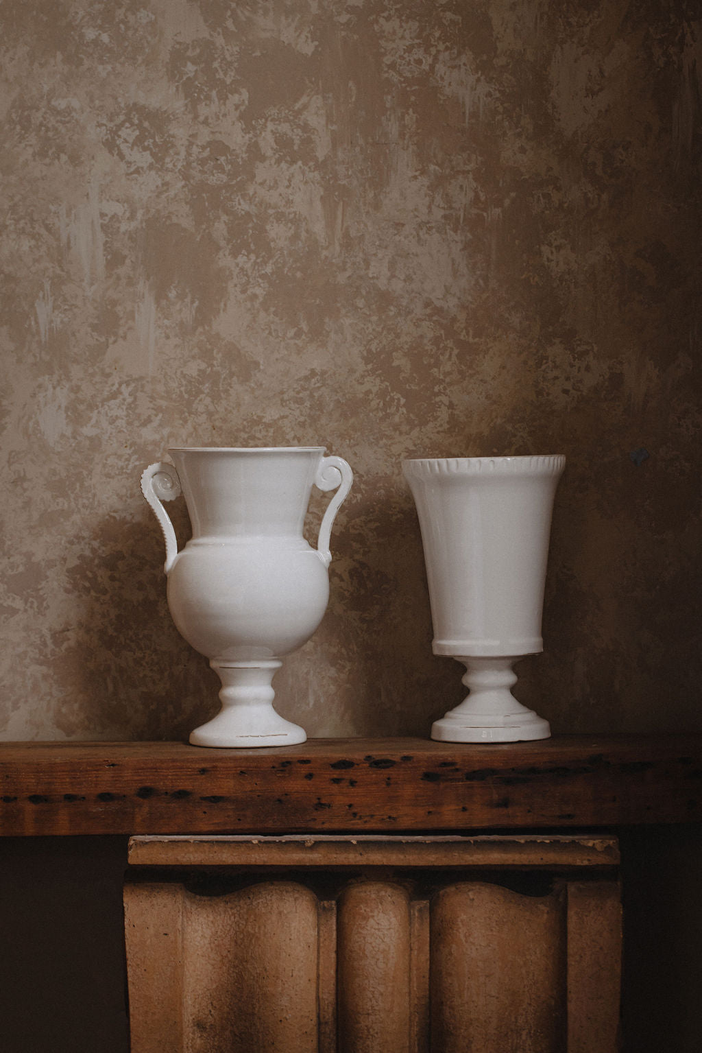 Rebecca Udall White Flora Hand Thrown Heritage Italian Ceramic Urn Vase, White with the Beatrice Urn Vase