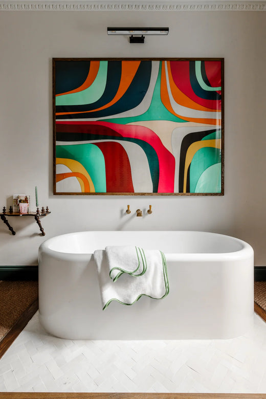 Amelia Scalloped Towels, Asparagus, Lifestyle