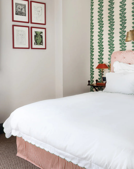 Annabelle Scalloped Bed Linen, Asparagus, Bedroom Lifestyle