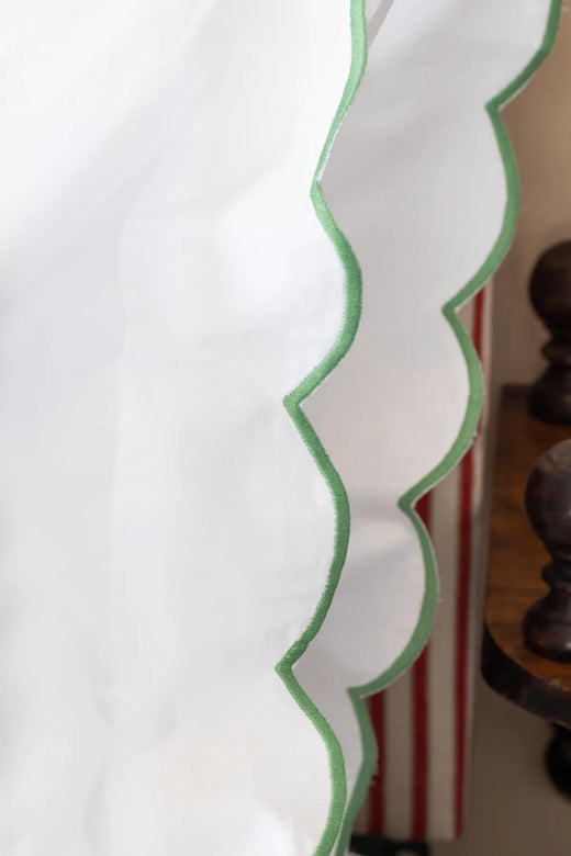Pair of Annabelle Scalloped Pillowcases, Asparagus, Lifestyle Detail