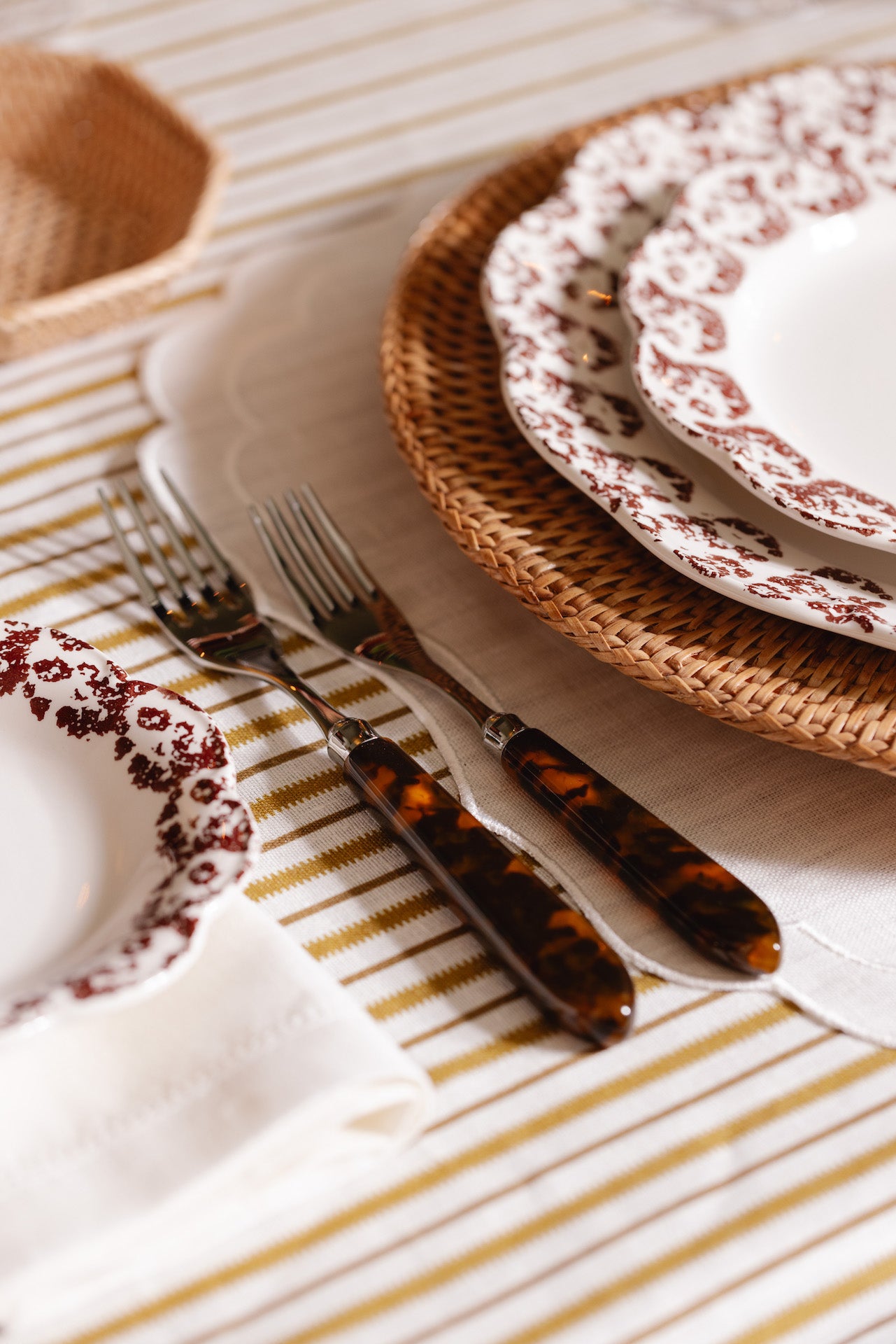 Rebecca Udall Luxury Classic Handle Dinner and Dessert Forks, Tortoiseshell Brown