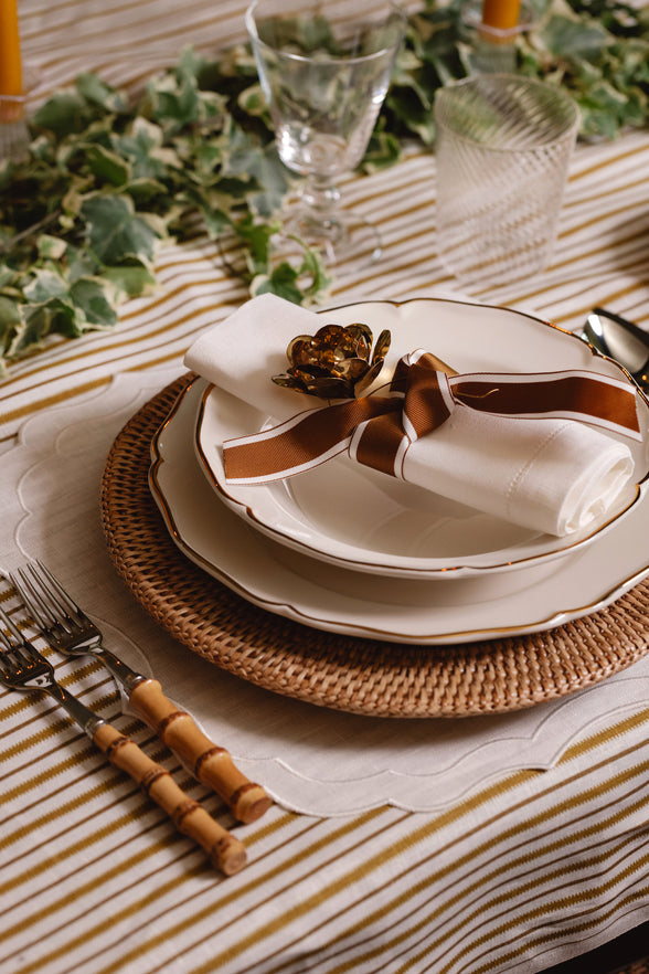 Rebecca Udall Classic Hemstitch Linen Napkin with Olivia Plates