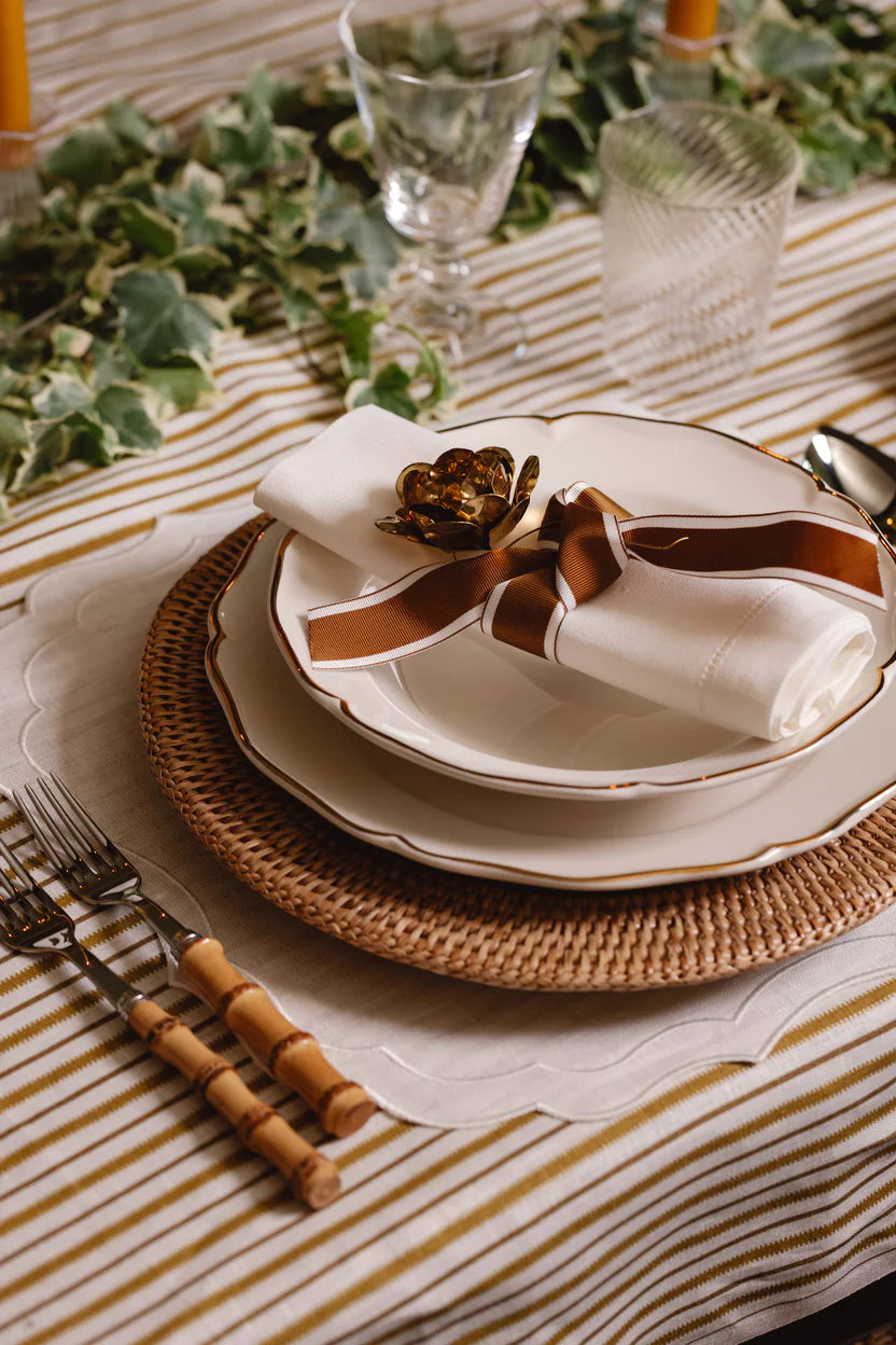 Classic Hemstitch Table Linens, White