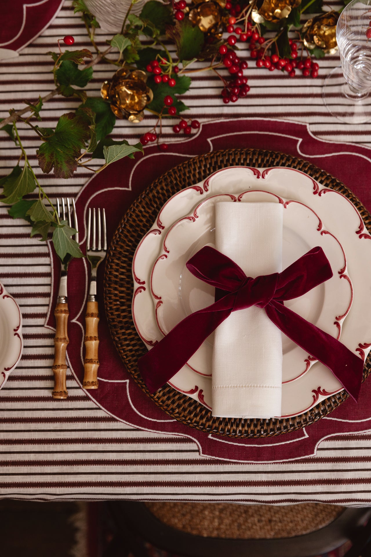 Rebecca Udall Hand Woven Rattan Charger, Brown, Festive Place Setting