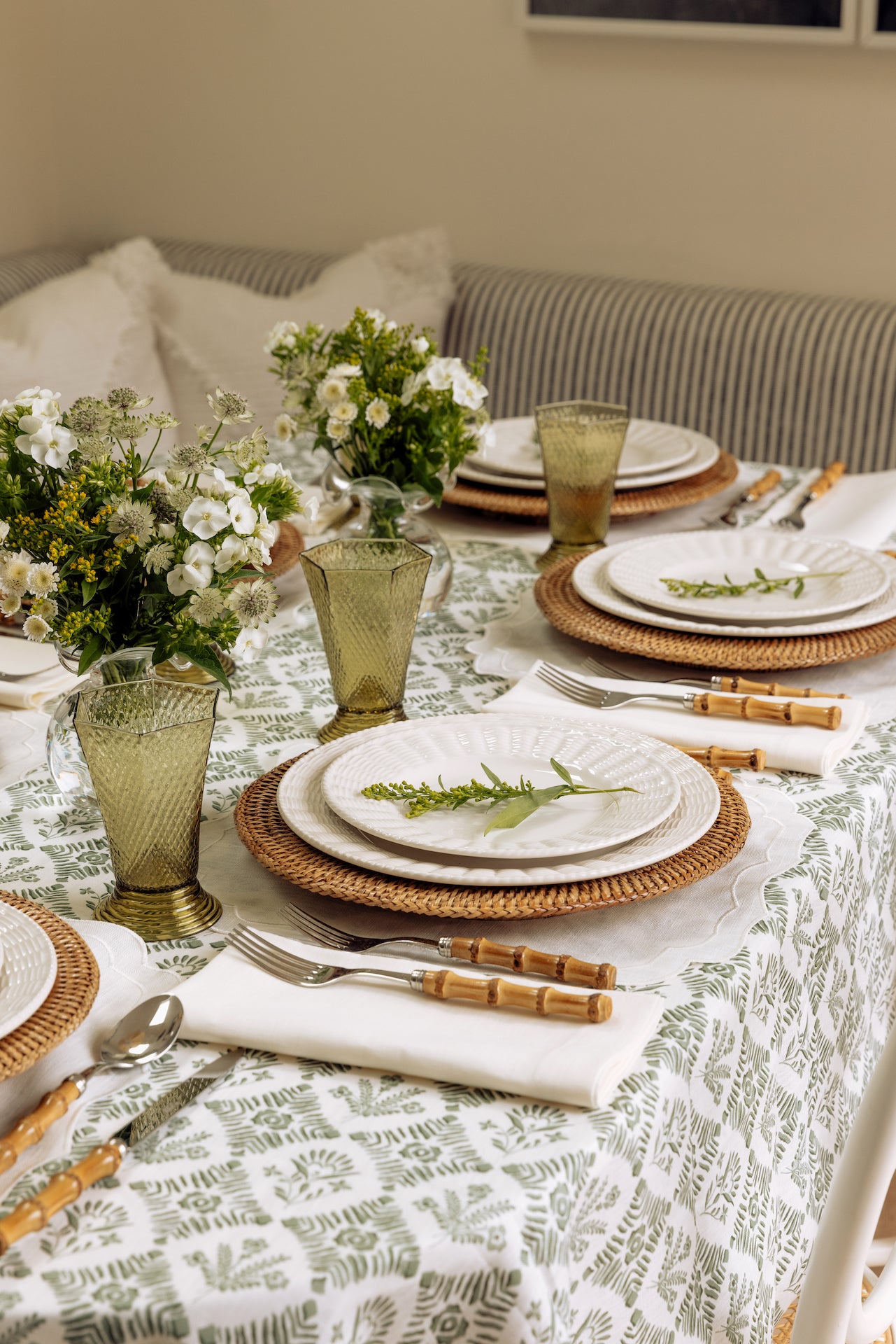 Rebecca Udall Classic Mitred Linen Napkin, Ivory with Basket Weave Crockery