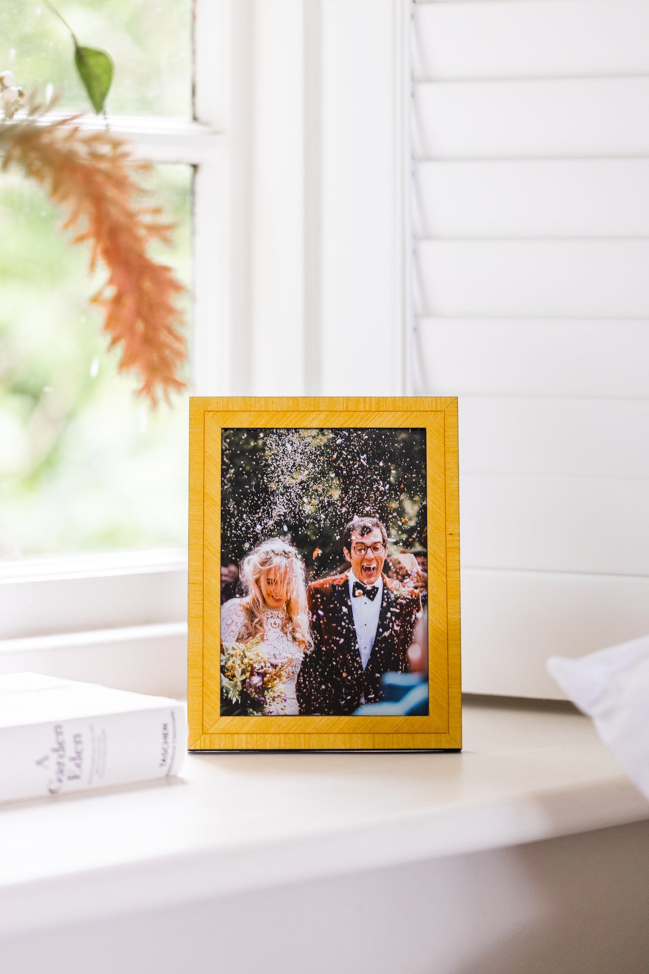 Rebecca Udall, Bianca Italian Marquetry Heritage Photo Frame in Citrine Yellow