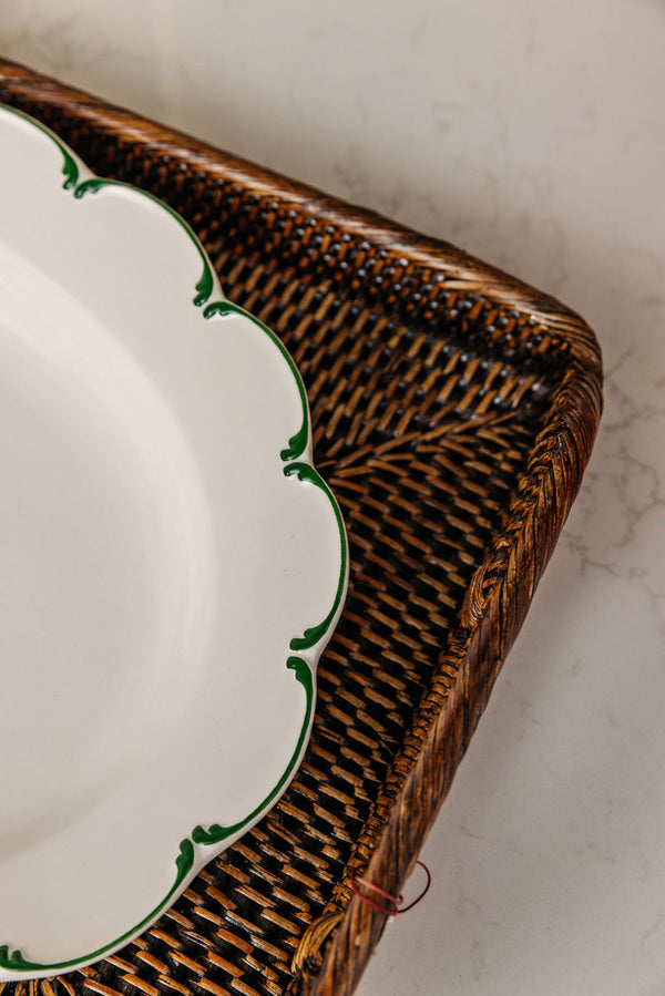 Olivia Scalloped Platter, Green Filet