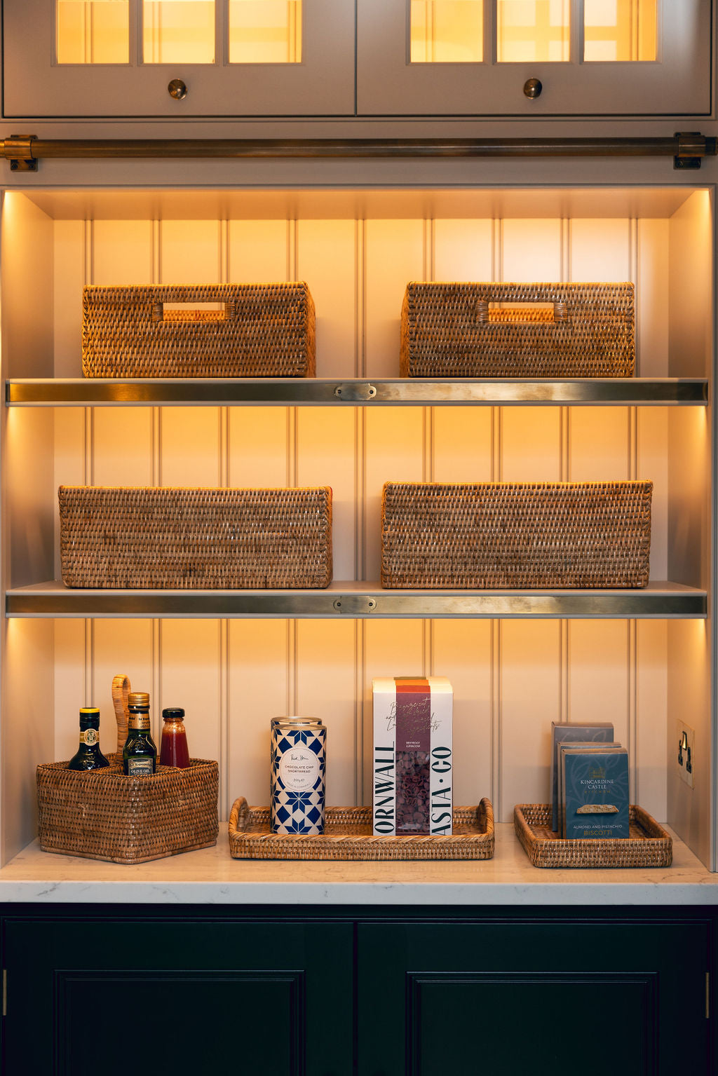 Rebecca Udall Luxury Handwoven Rattan wicker organisation storage boxes trays draws.