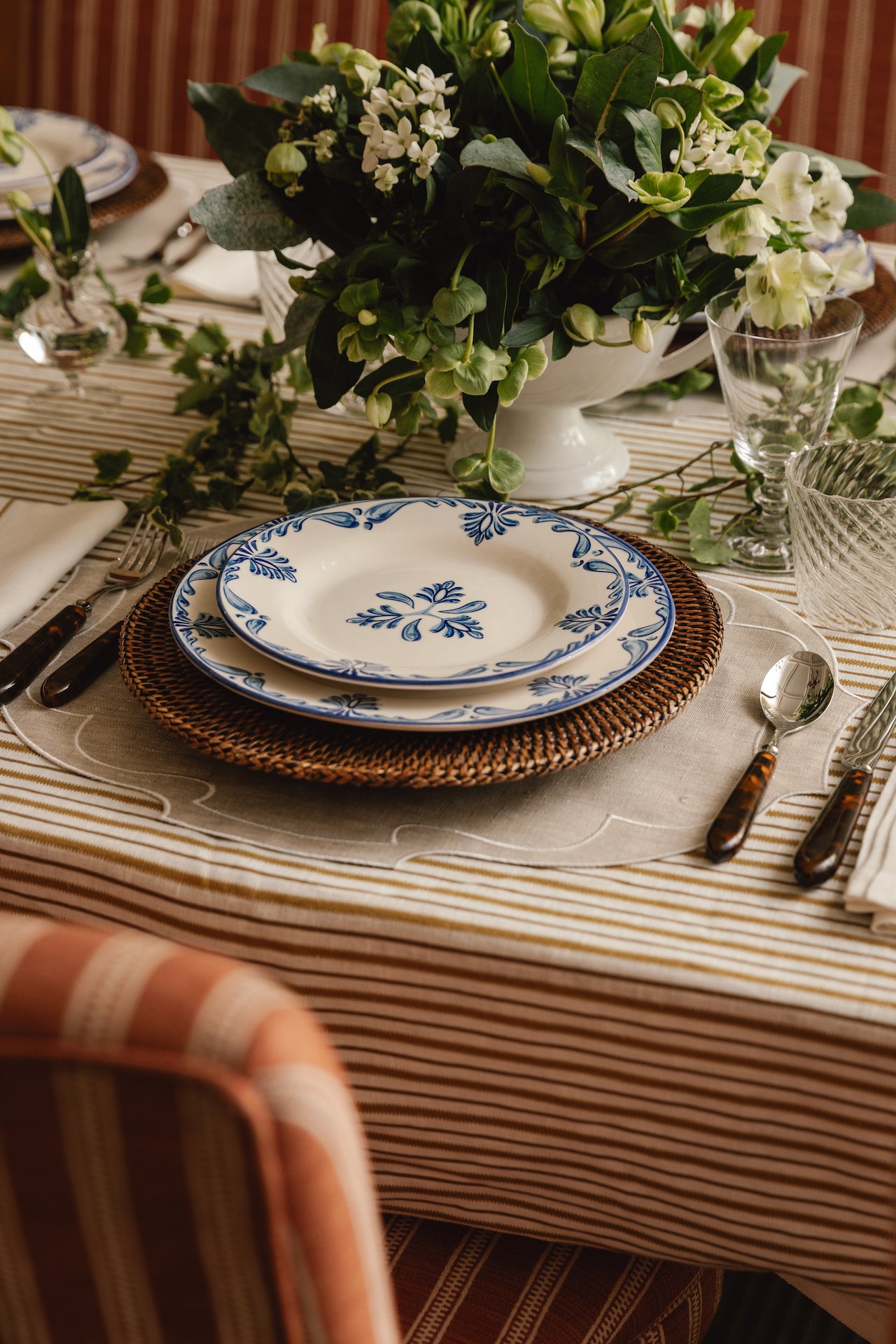 Rebecca Udall Eleanor Dessert Plate, Blue with the Francesca Placemat