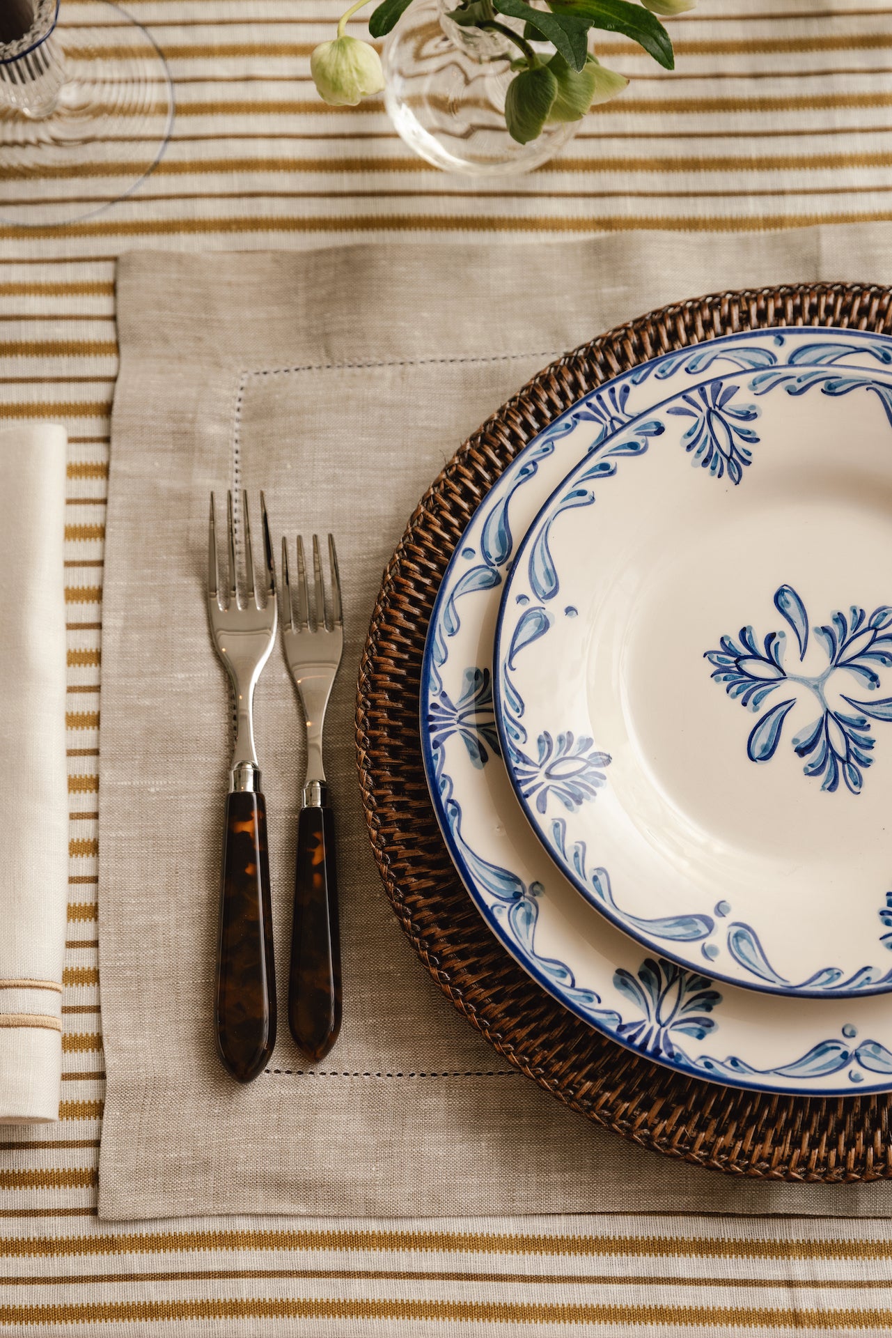 Classic Hemstitch Table Linens, Natural