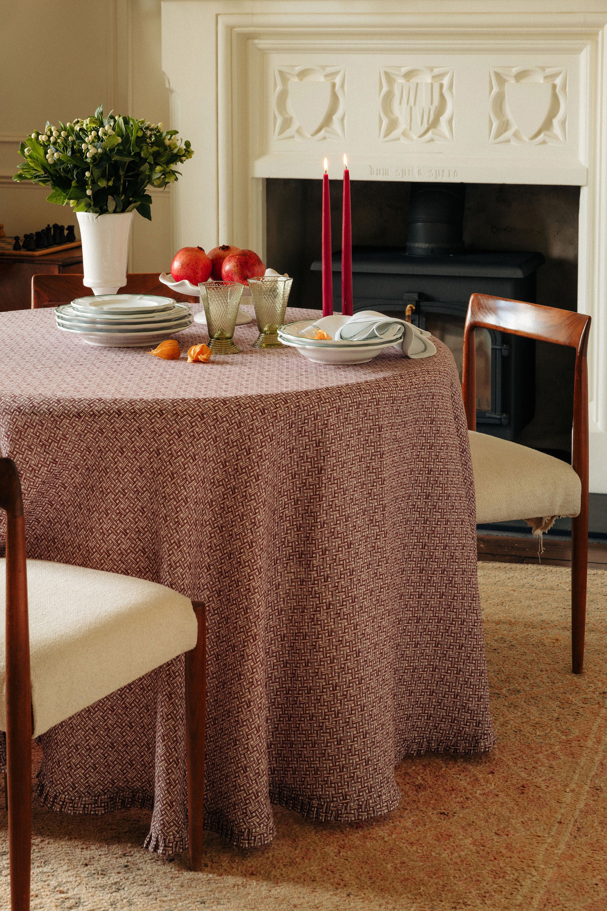 Set of 6 Danish Taper Candles, Crimson