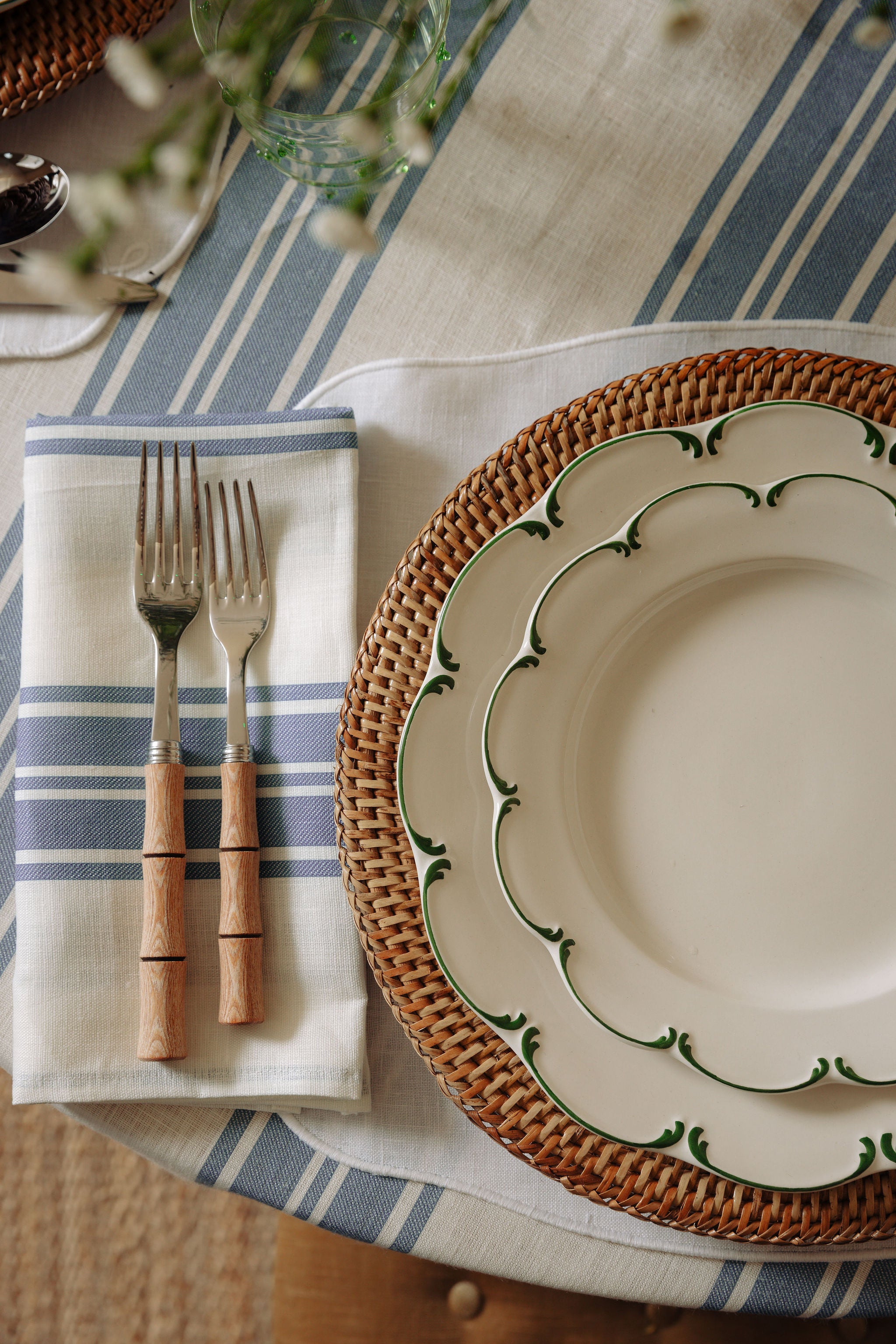 Colette Striped Linen Napkin, Harbour Blue