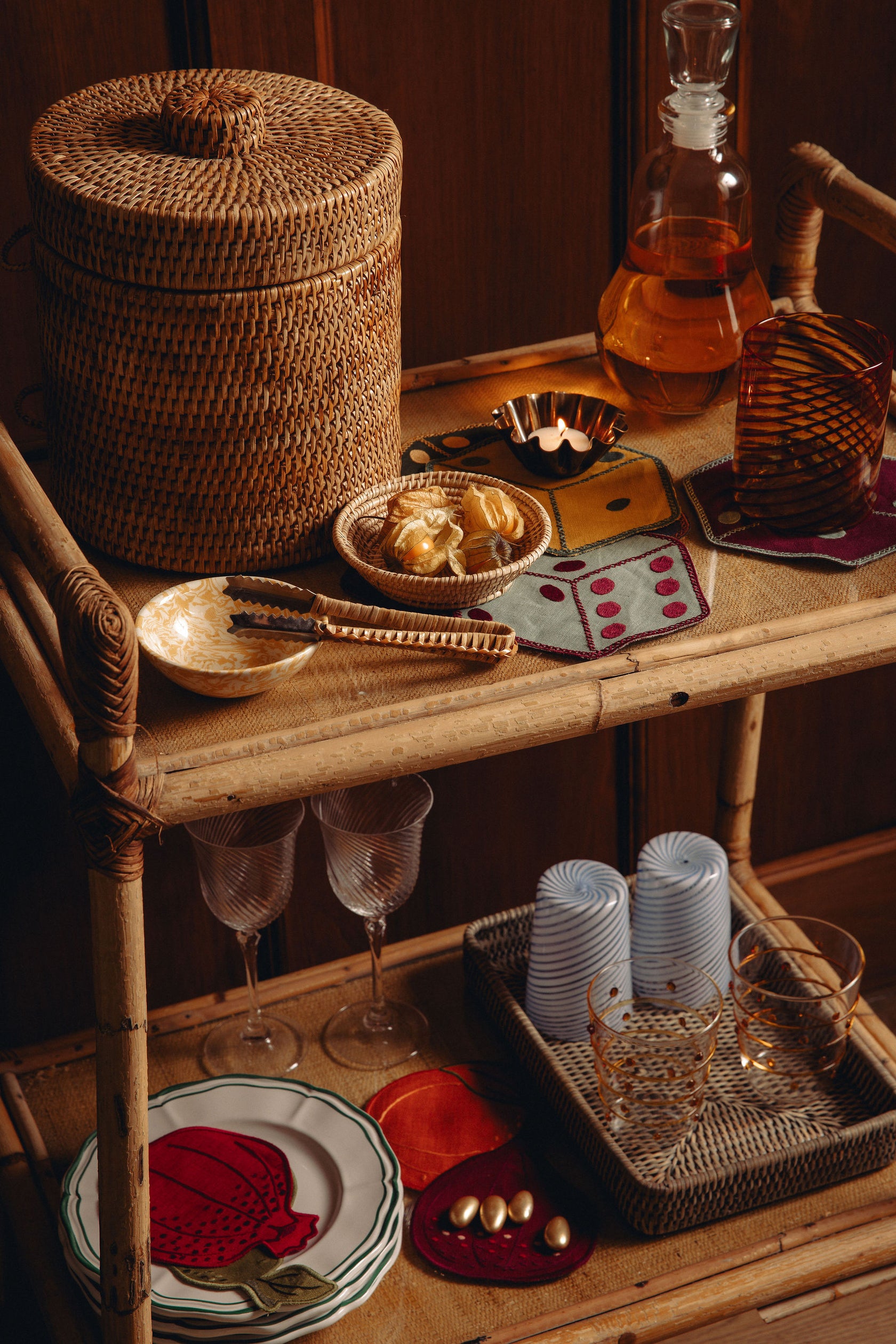 Rattan Decoration Tray, Taupe