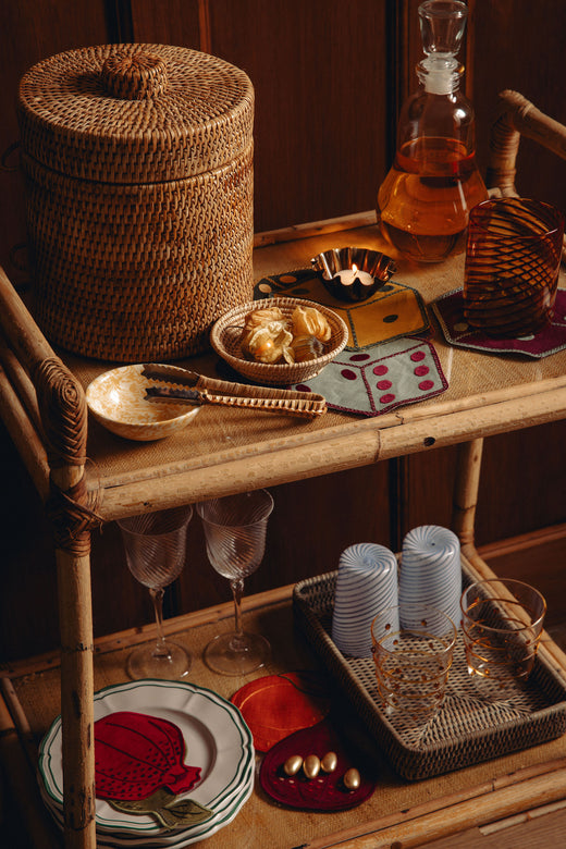 Rattan Decoration Tray, Taupe