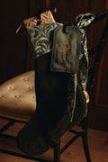 Quilted Velvet & Silk Christmas Stocking with Personalised Linen Gift Tag, Green