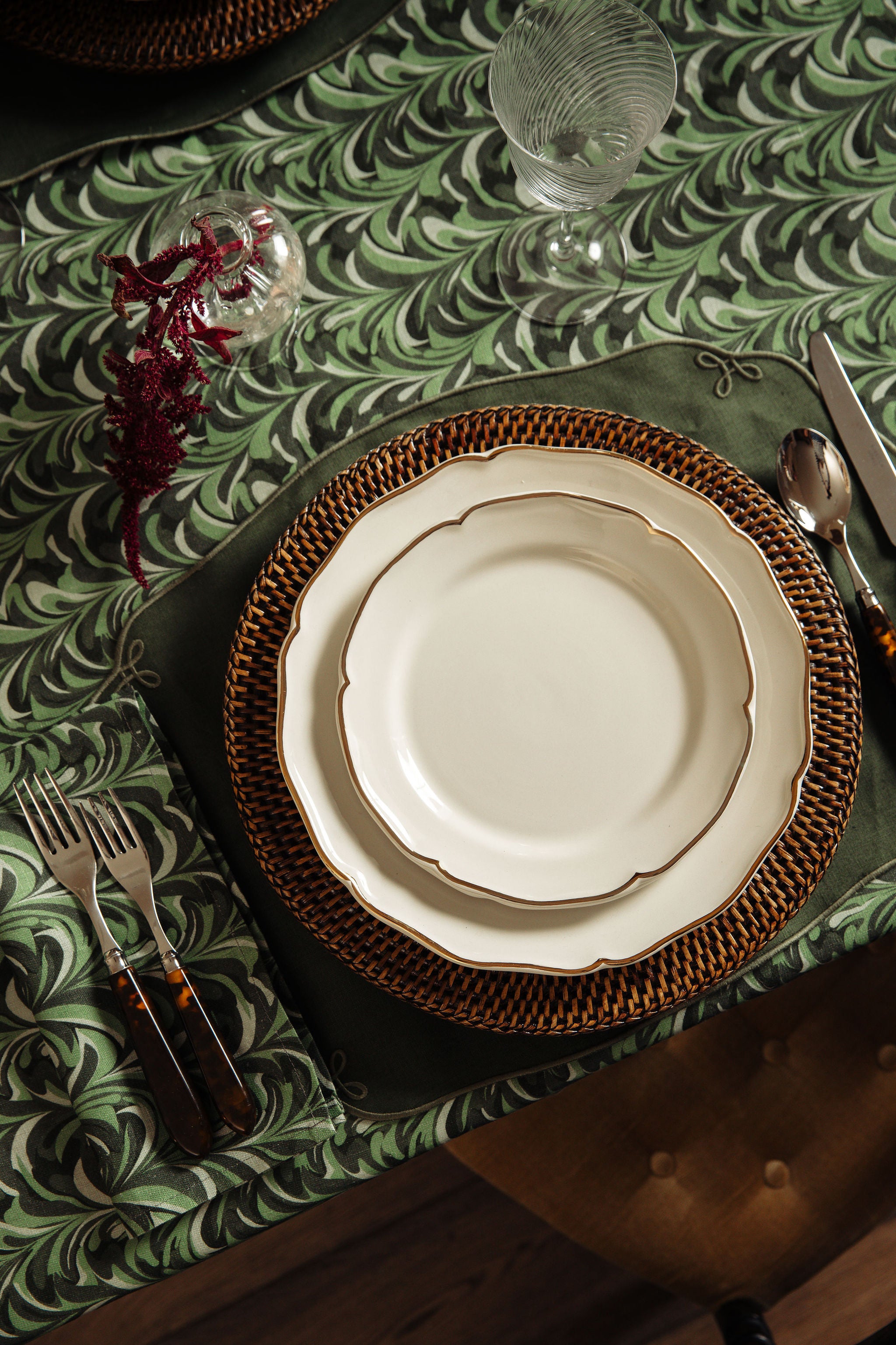 Marble Table Linens, Green