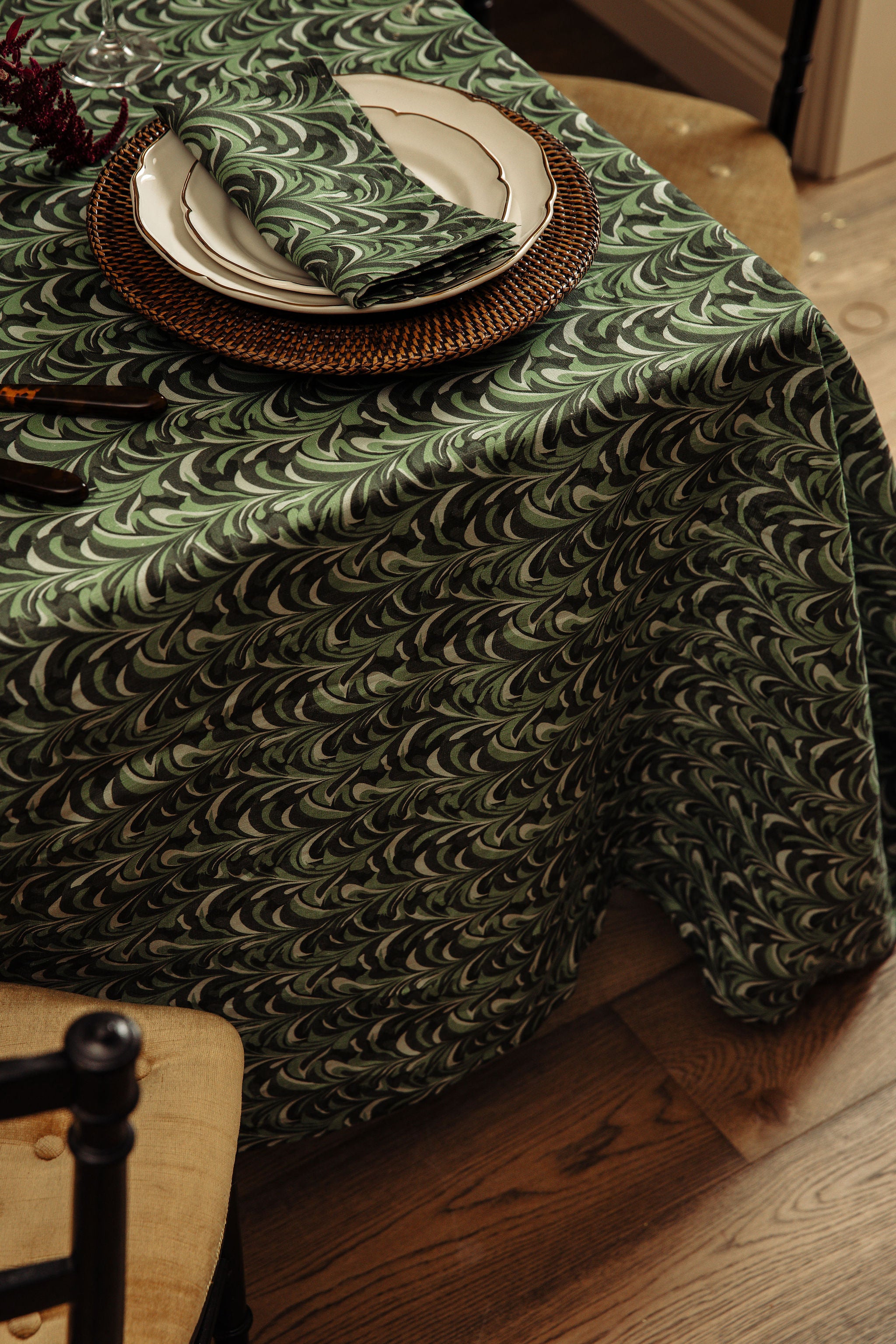 Marble Table Linens, Green