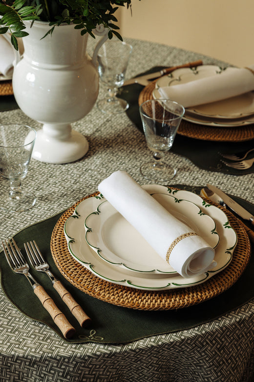 Set of 4 Nancy Linen Placemats, Forest Green, Table Lifestyle