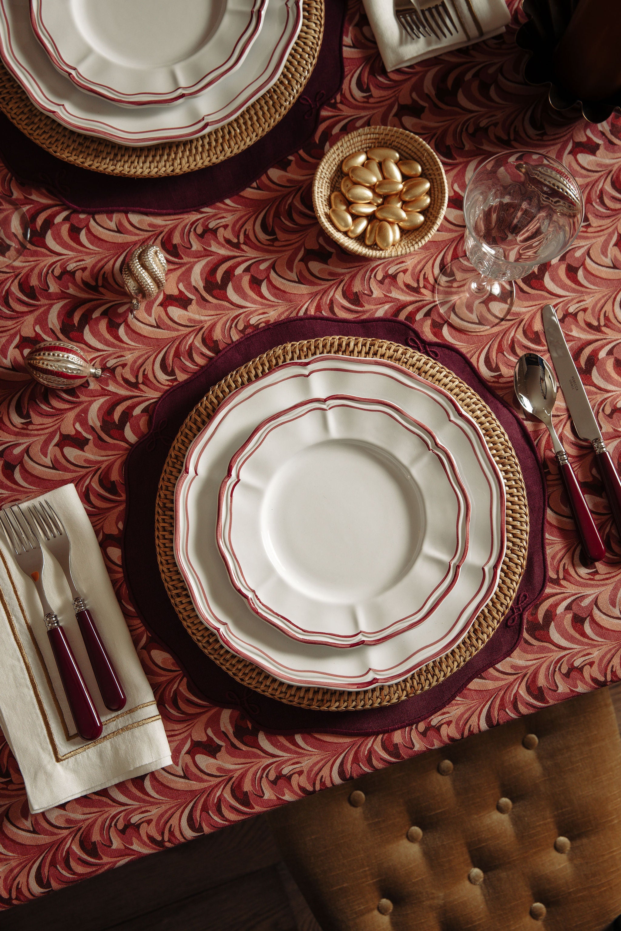 Marble Linen Tablecloth, Pink