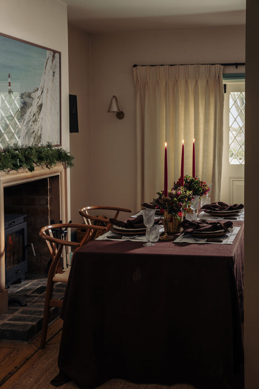 Rebecca Udall Georgiana Ladderstitch Linen Placemat, Nougat, Table Lifestyle