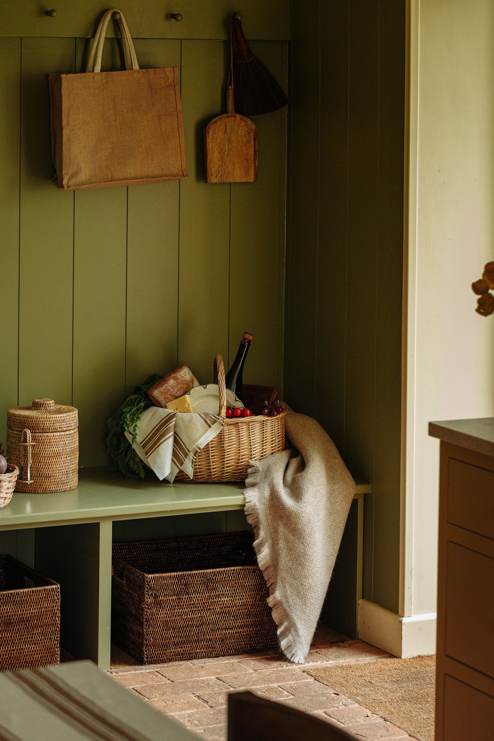Rattan Tall Rectangular Storage Basket, Large, Brown