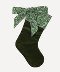 Rebecca Udall Marble Linen & Velvet Bow Christmas Stocking, Green, Cut Out