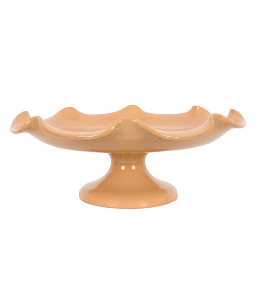 Claudia Wavy Footed Bowl, Terracotta, Cut Out