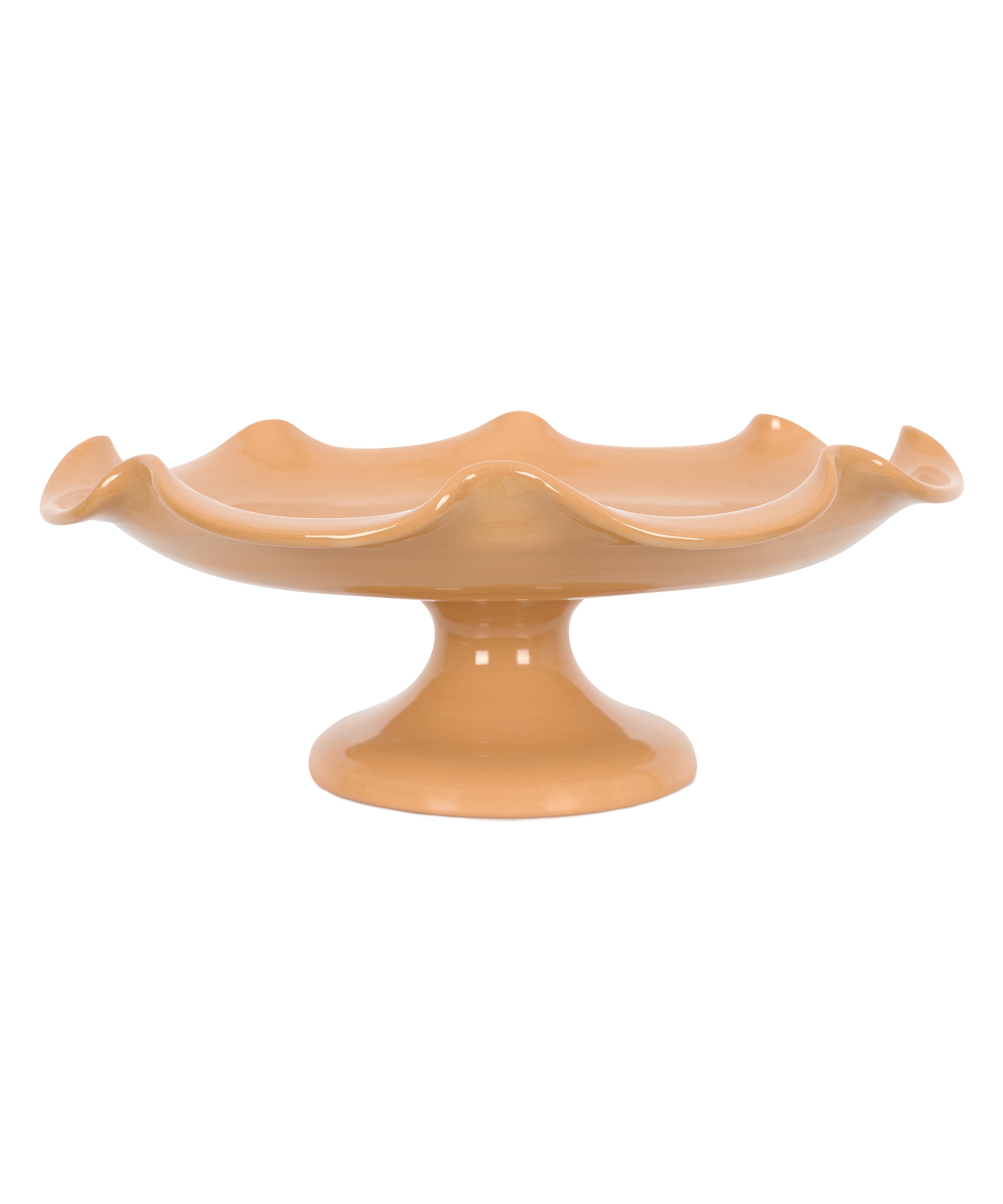 Claudia Wavy Footed Bowl, Terracotta, Cut Out