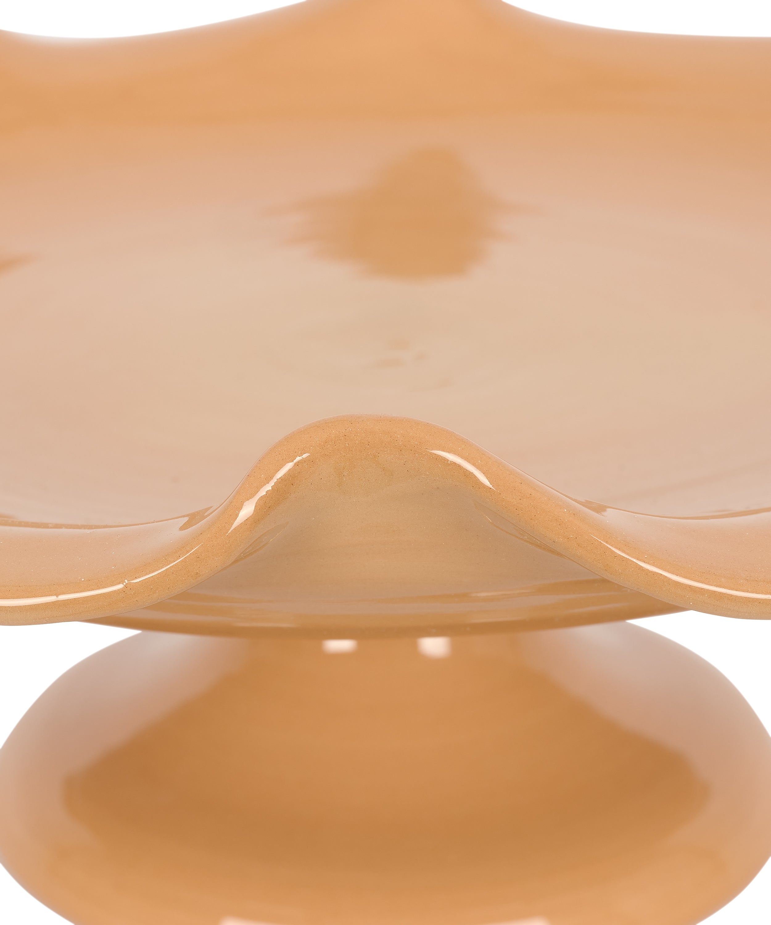 Claudia Wavy Footed Bowl, Terracotta, Detail