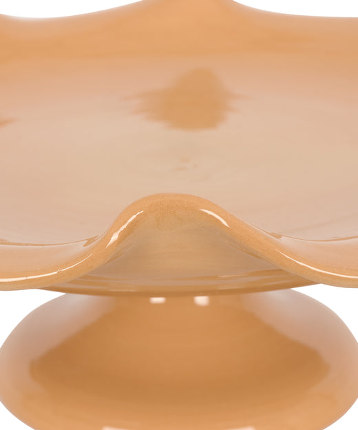 Claudia Wavy Footed Bowl, Terracotta, Detail