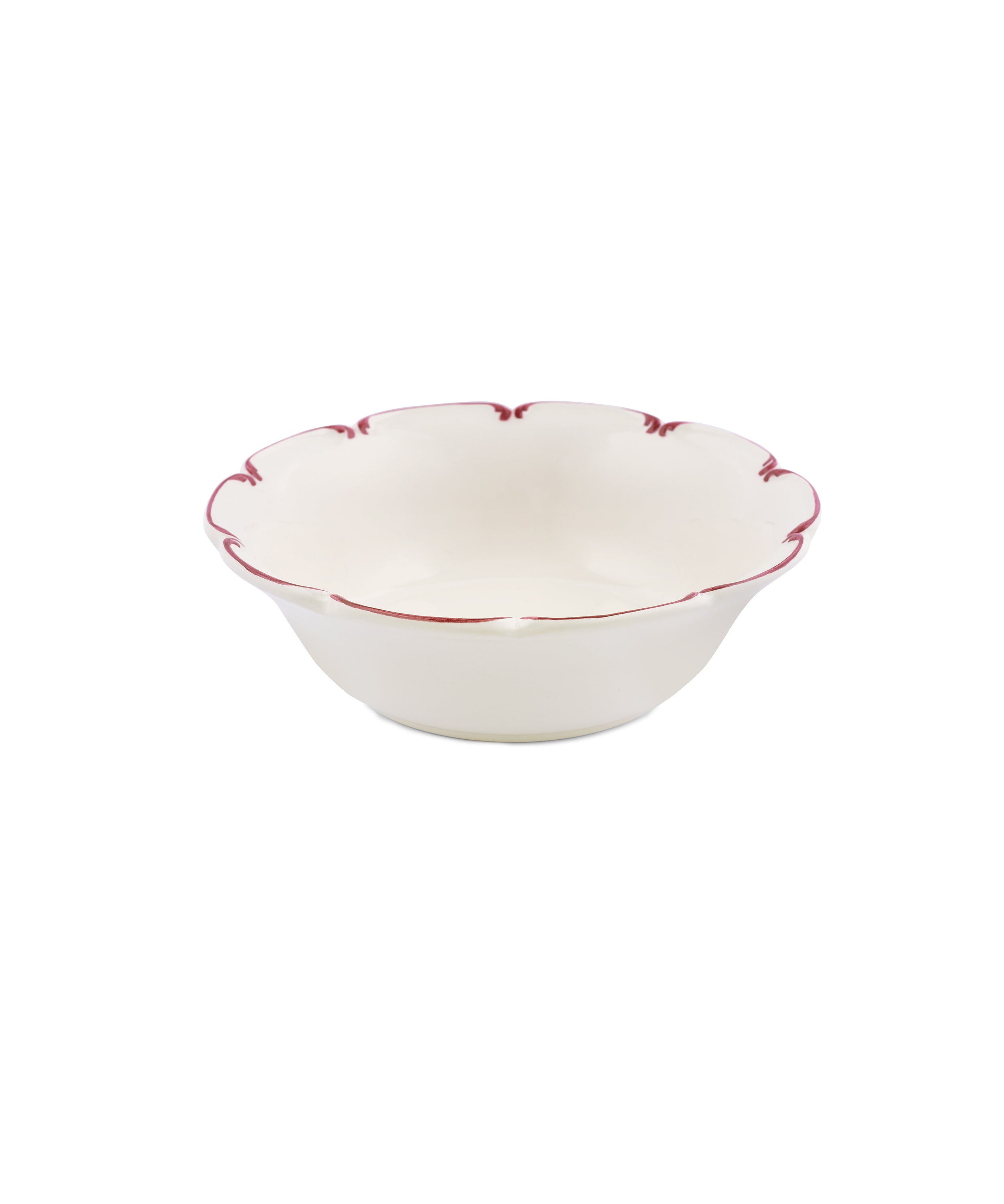 Set of 4 Olivia Scalloped Cereal Bowls, Raspberry Filet
