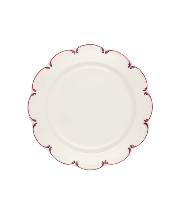 Olivia Scalloped Crockery, Raspberry Filet