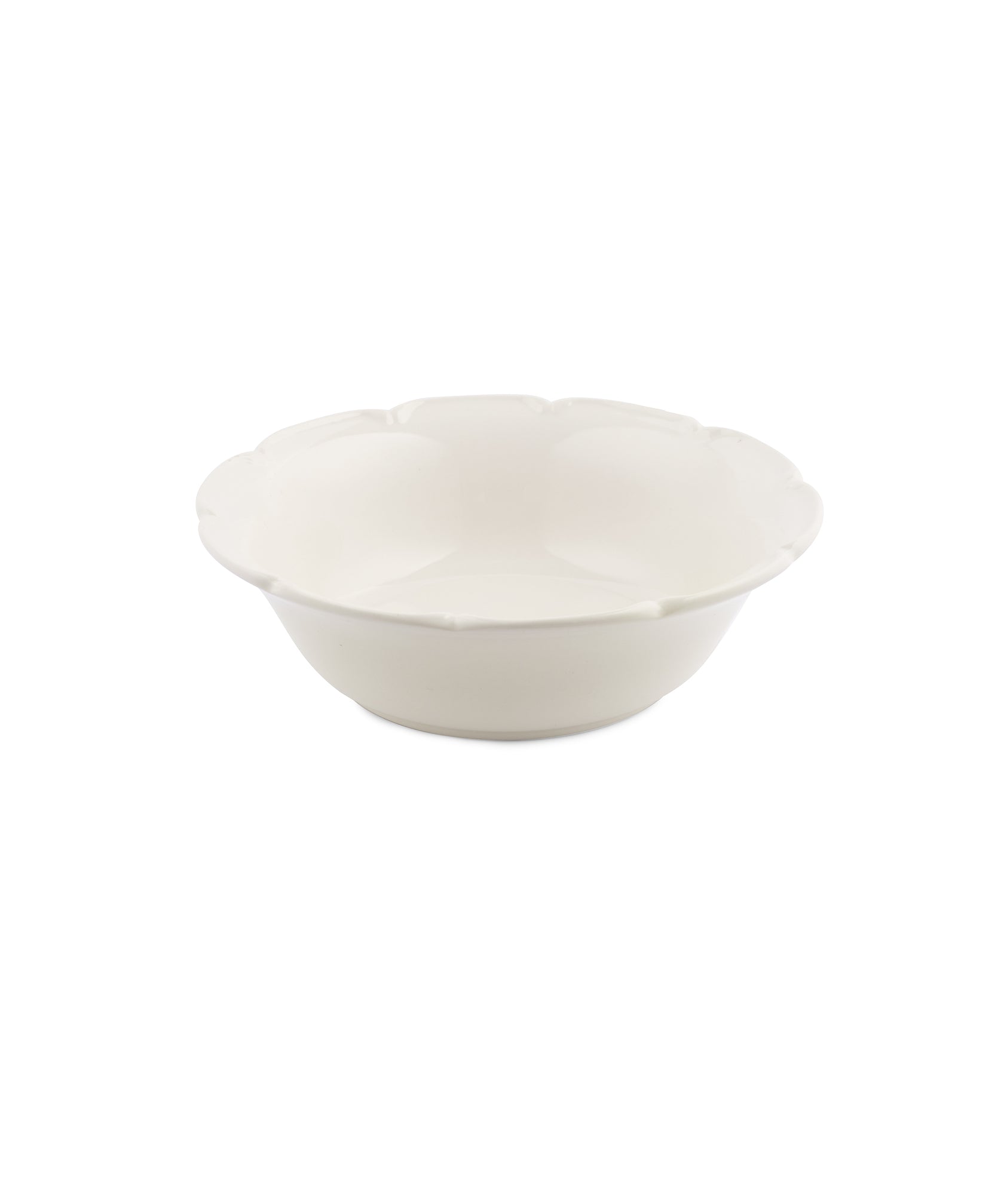 Set of 4 Olivia Scalloped Cereal Bowls, White, Cut Out