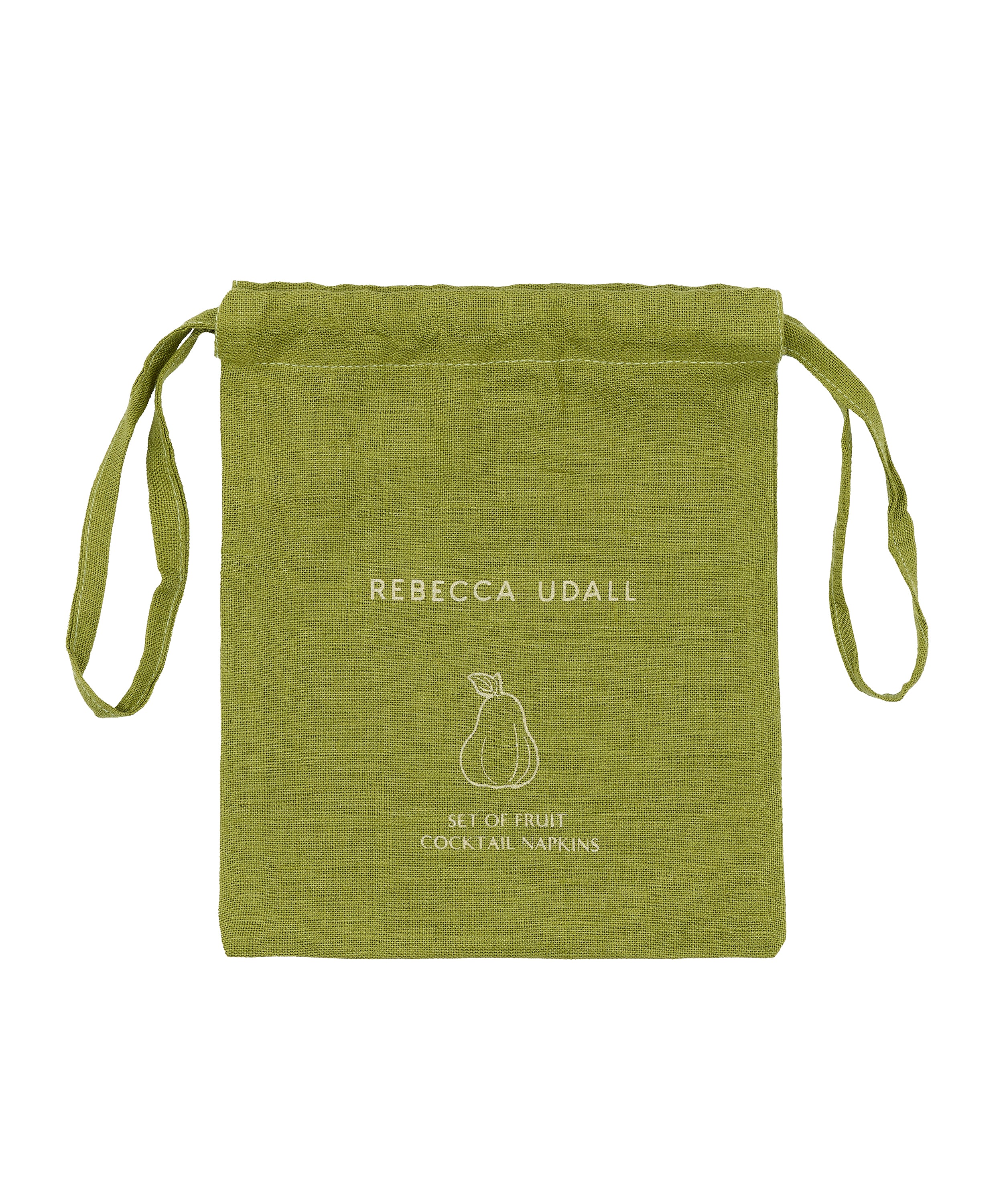 Set of 4 Fruit Linen Cocktail Napkins, Dust Bag