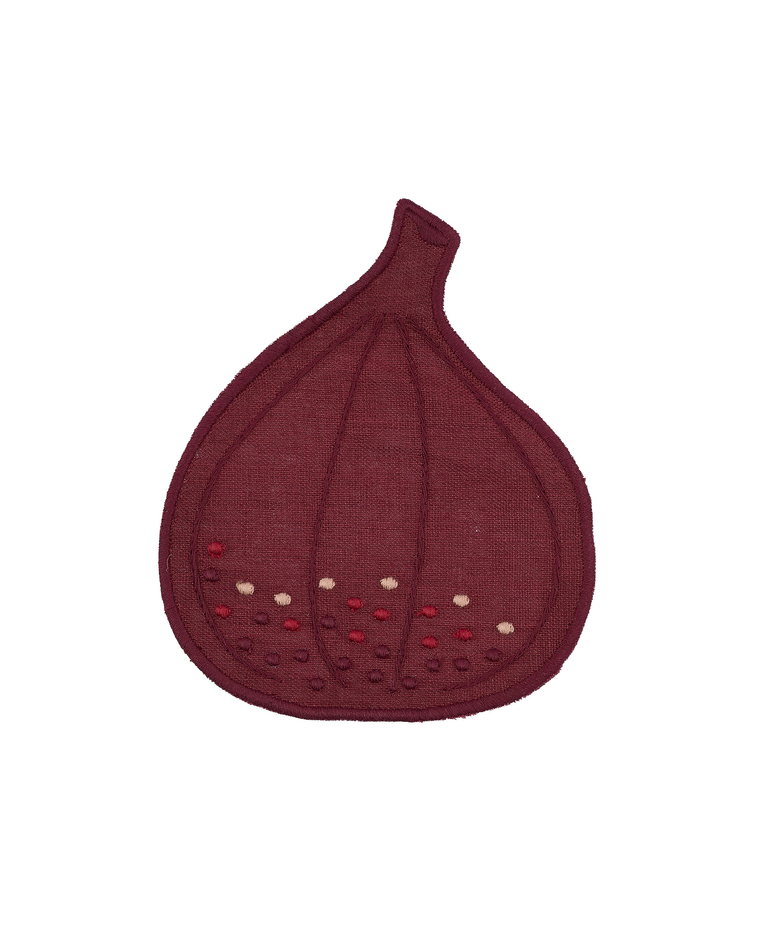 Set of 4 Fruit Linen Cocktail Napkins, Cut Out, Fig