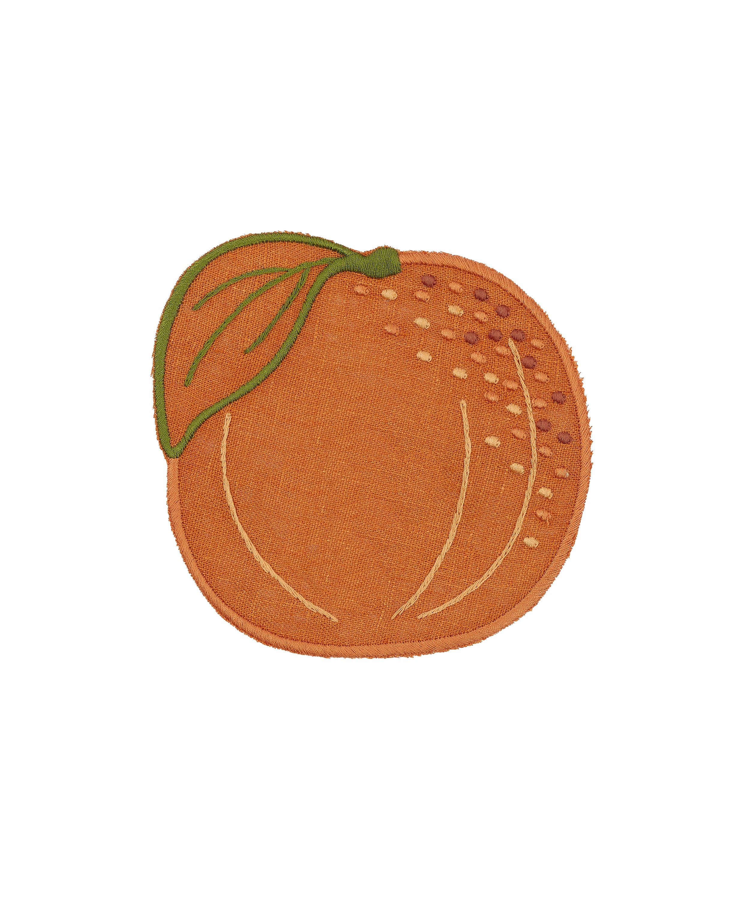 Set of 4 Fruit Linen Cocktail Napkins, Cut Out, Clementine