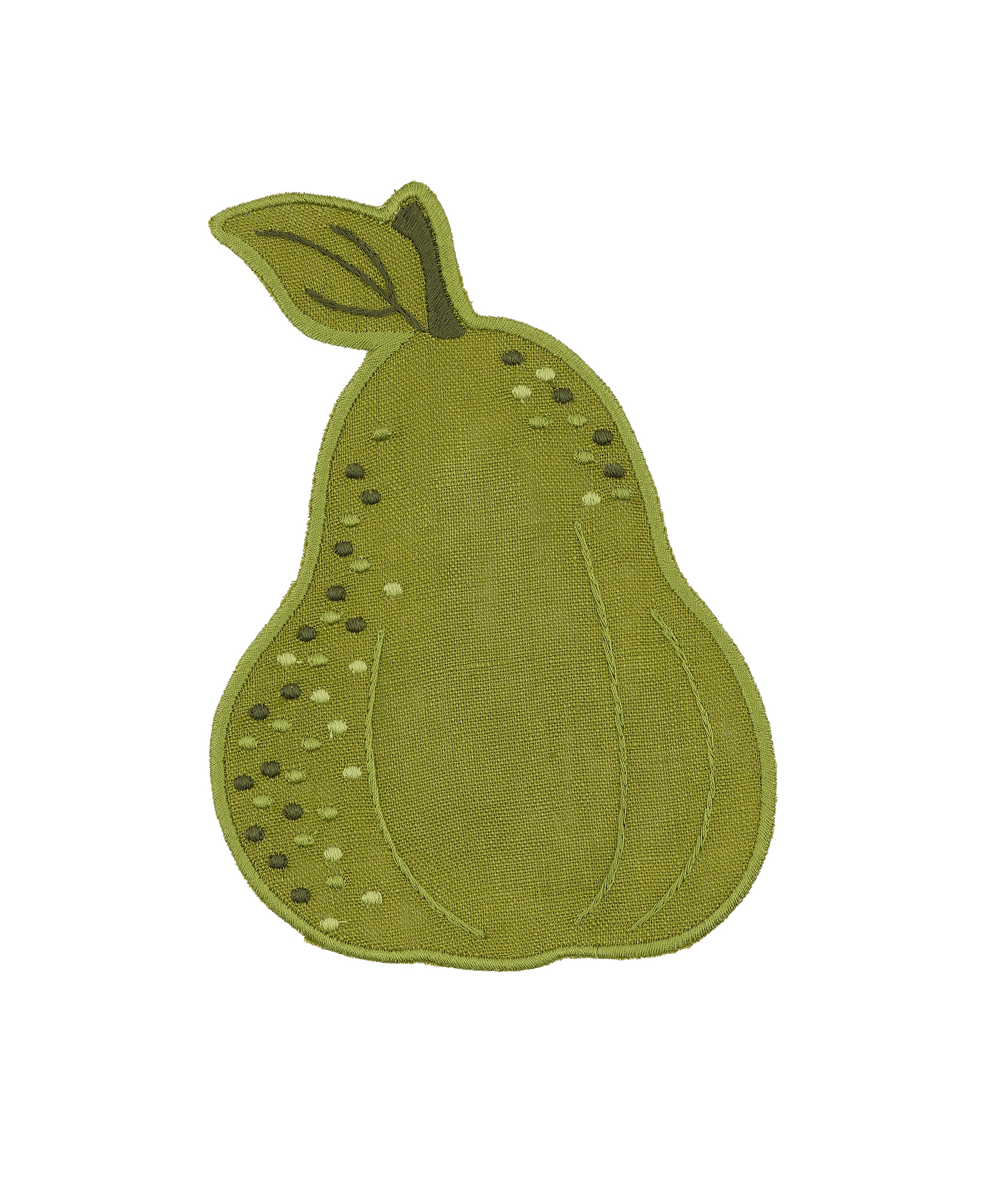 Set of 4 Fruit Linen Cocktail Napkins, Cut Out, Pear