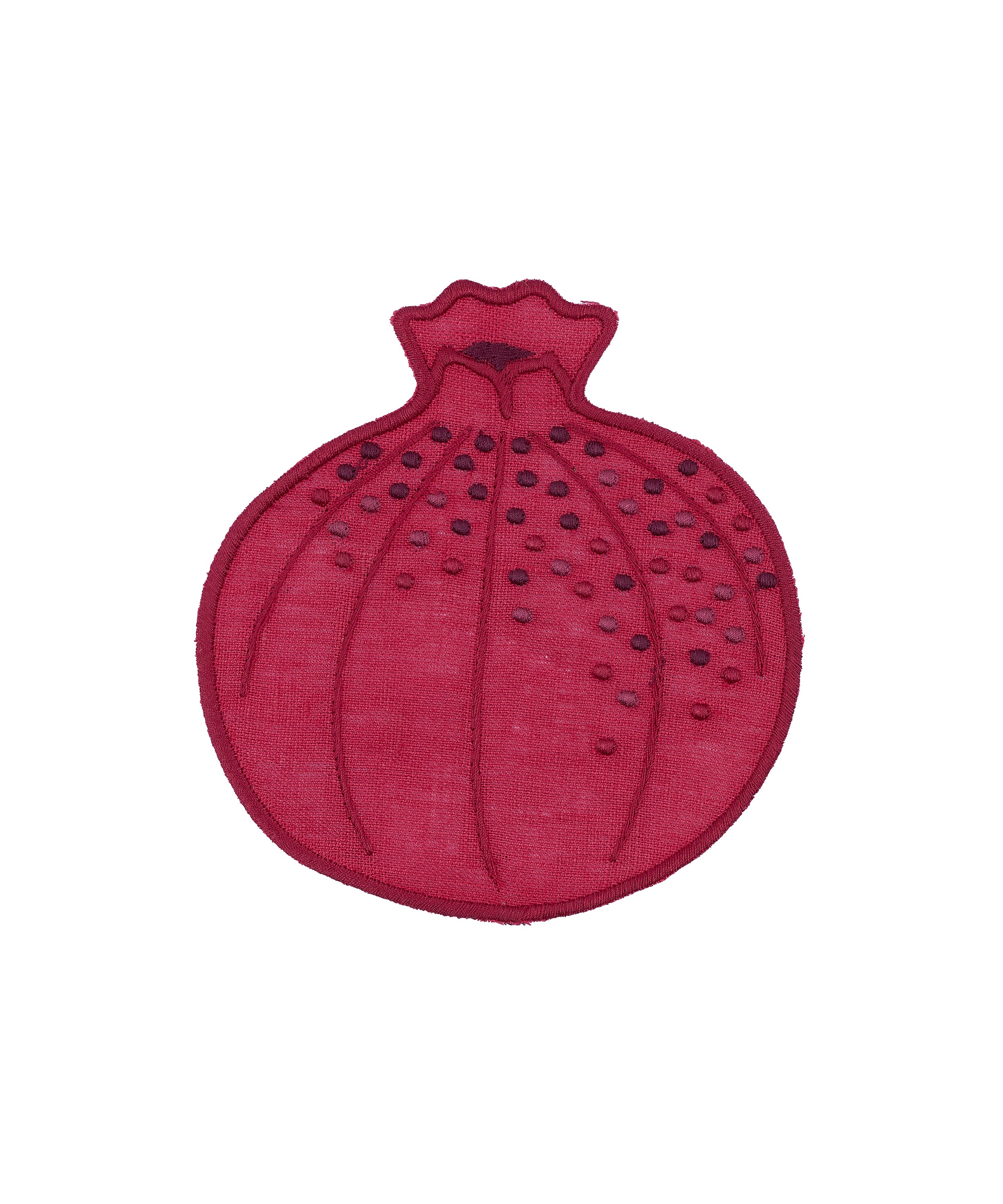 Set of 4 Fruit Linen Cocktail Napkins, Cut Out, Pomegranate