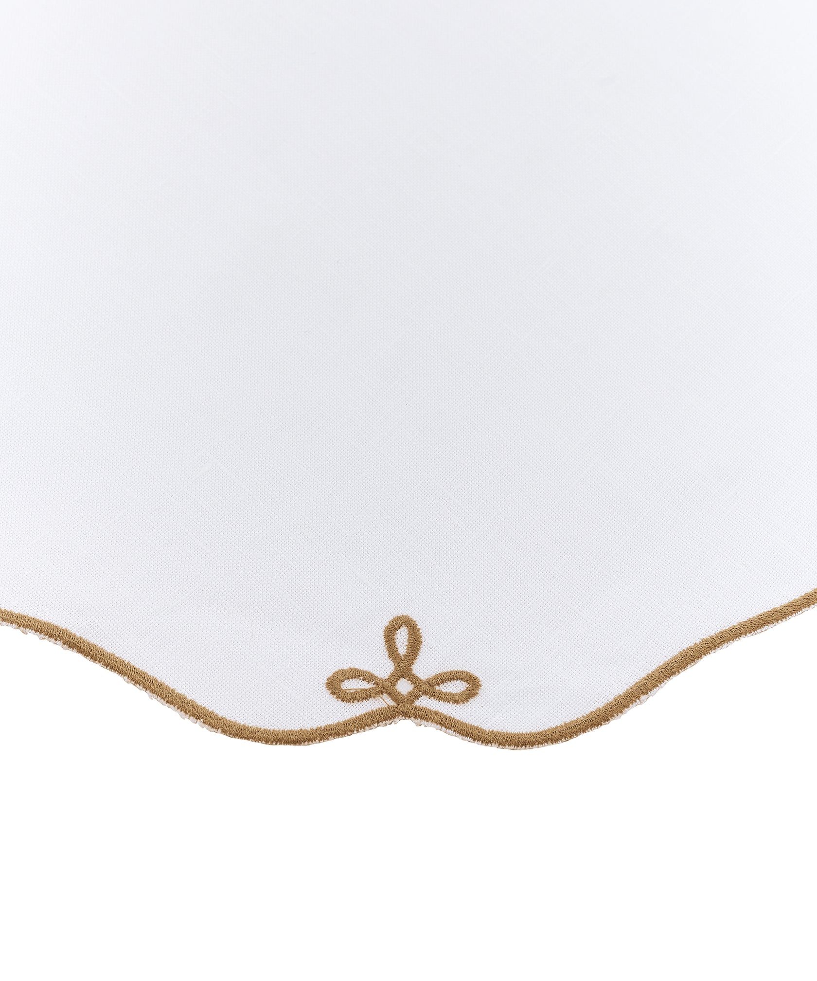 Set of 4 Martha Linen Placemats, White/Antique Gold