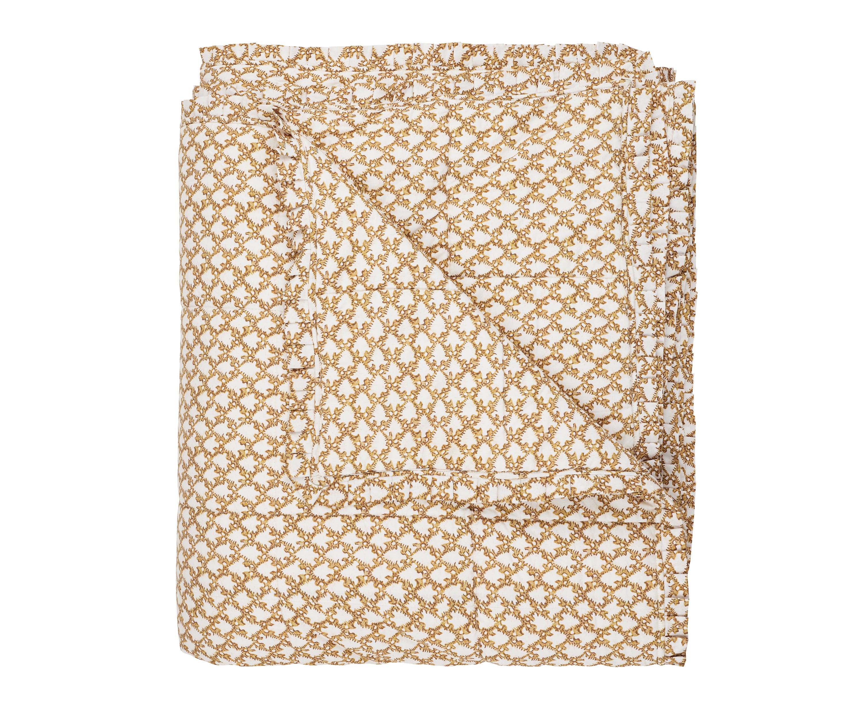 Clara Pleated Quilted Cotton Bedspread, Tobacco, Cut Out