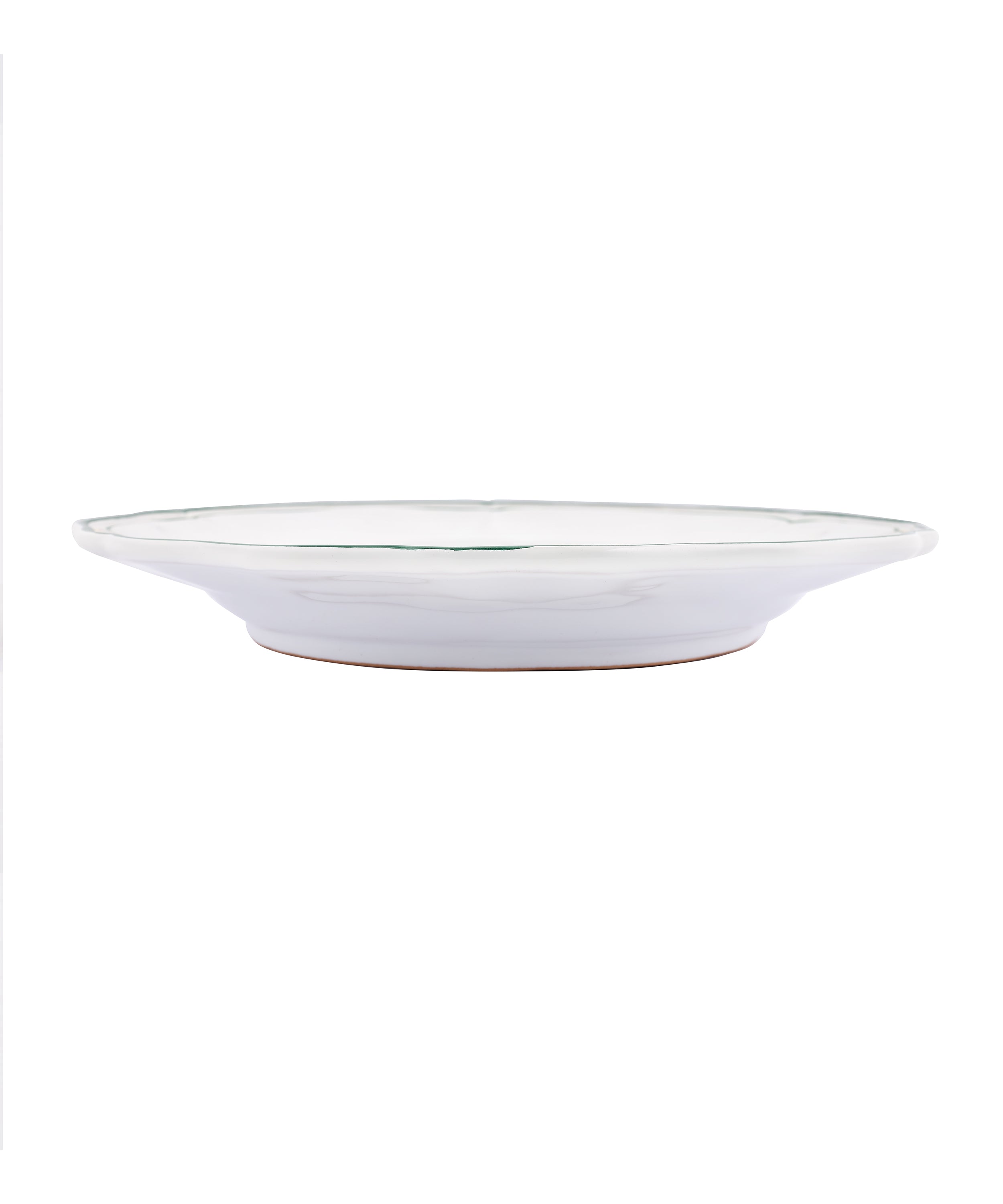 Set of 4 Zita Scalloped Dinner Plates, Juniper Green, Cut Out, Side Profile