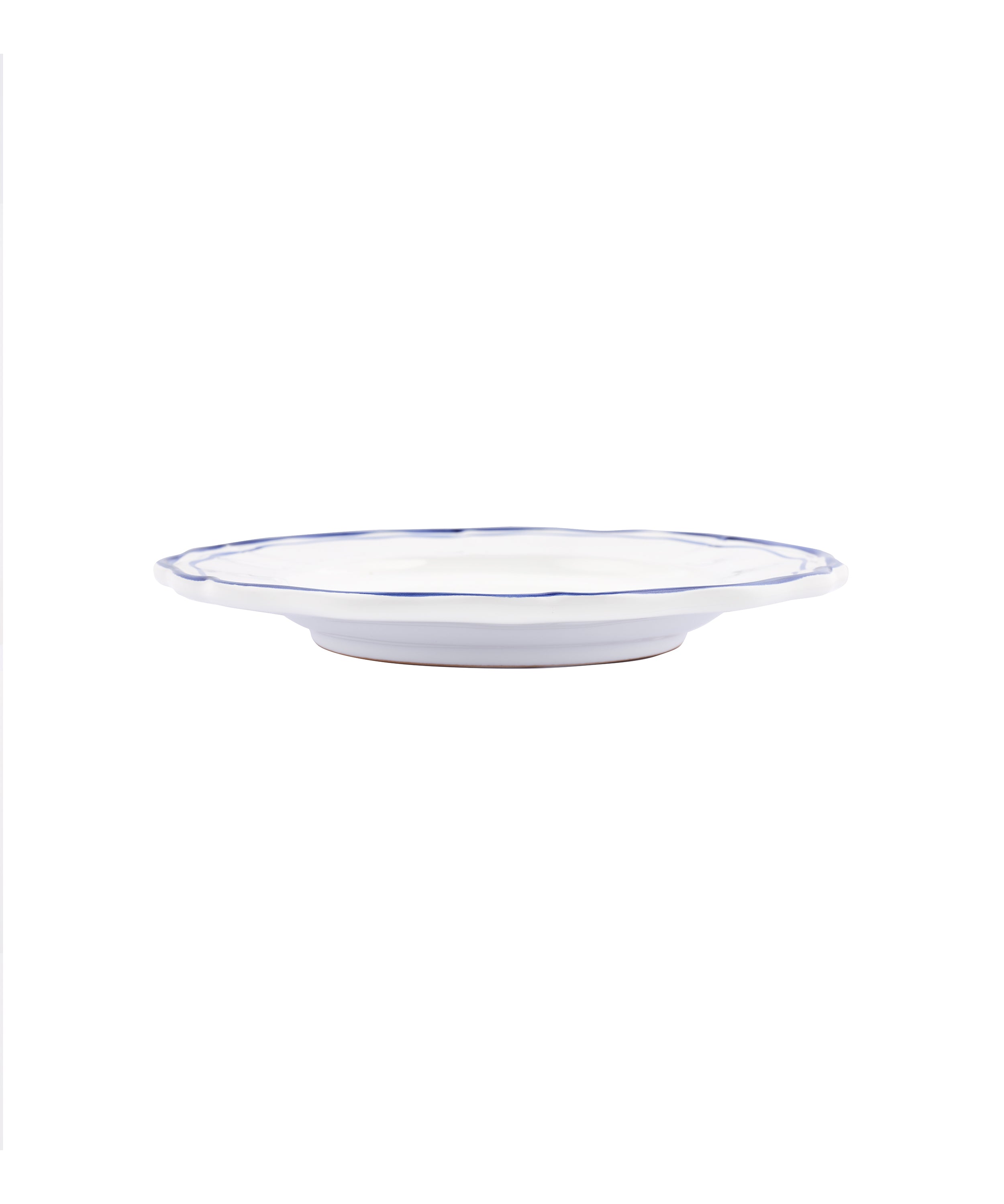 Zita Scalloped Crockery, Marine Blue, Dessert Plate, Cut Out, Side Profile