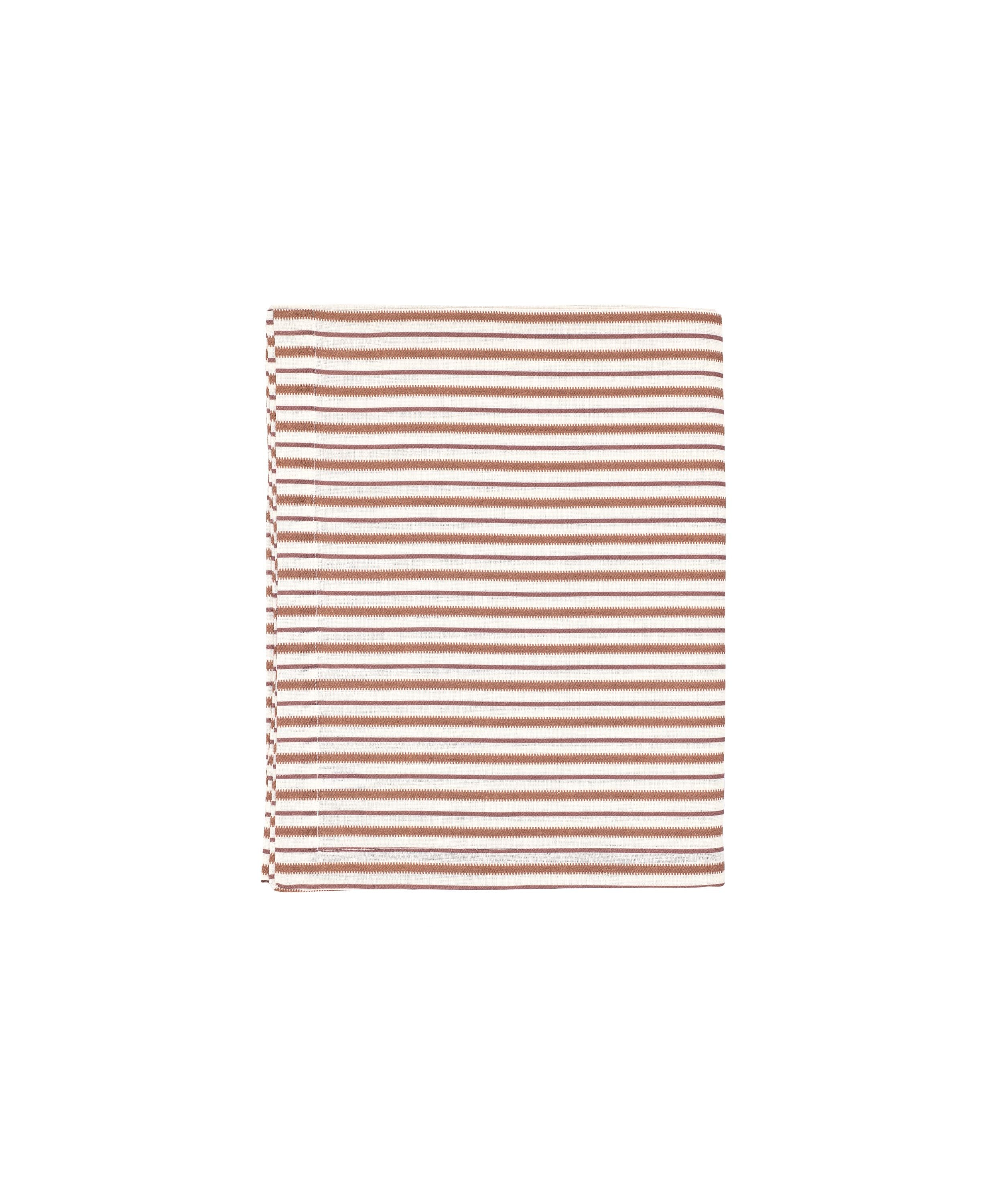 Rebecca Udall Victoria Striped Linen Tablecloth, Dusty Rosewood, Rebecca Udall, Front View