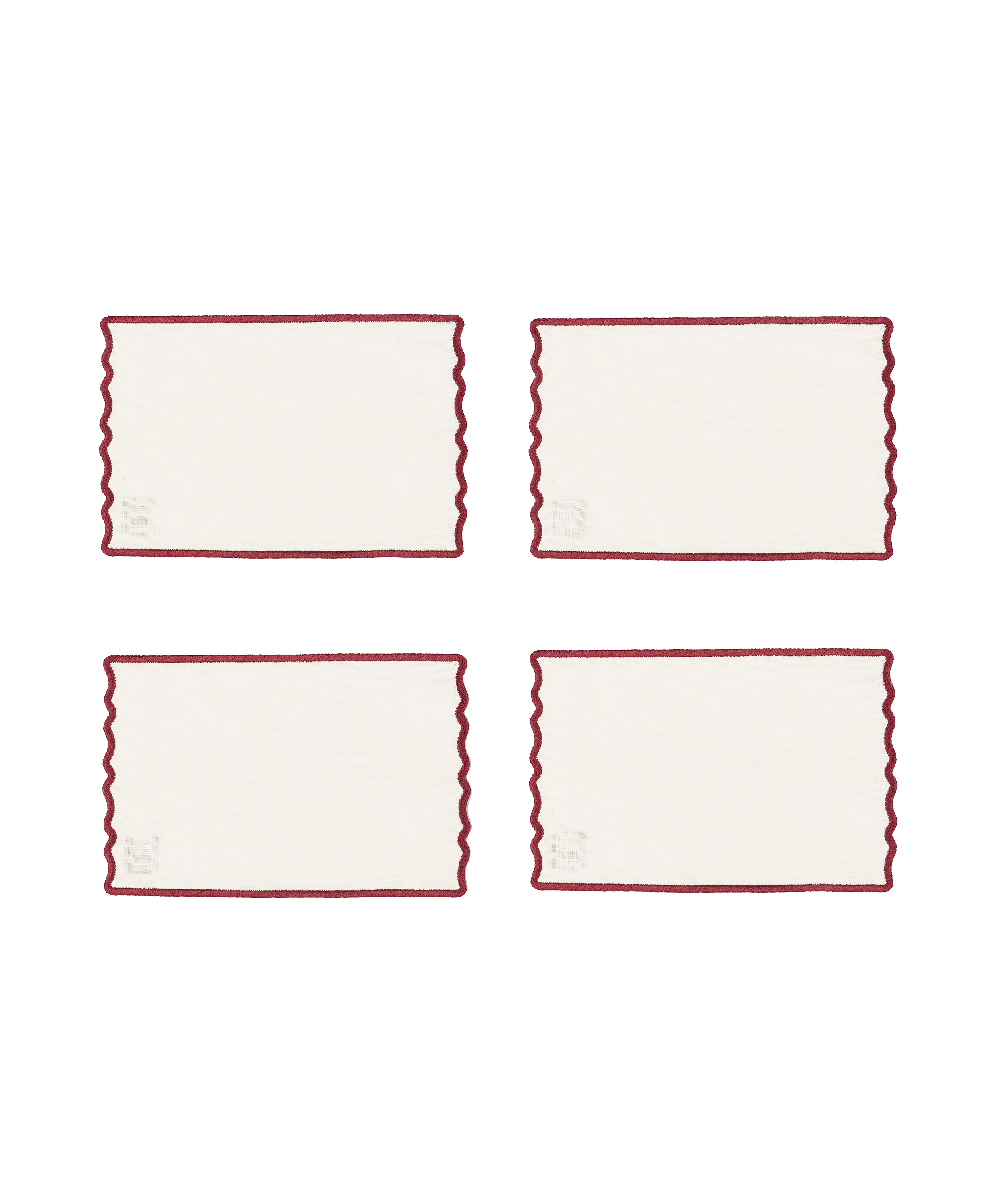 Rebecca Udall Set of 4 Scalloped Cocktail Napkins, Burgundy