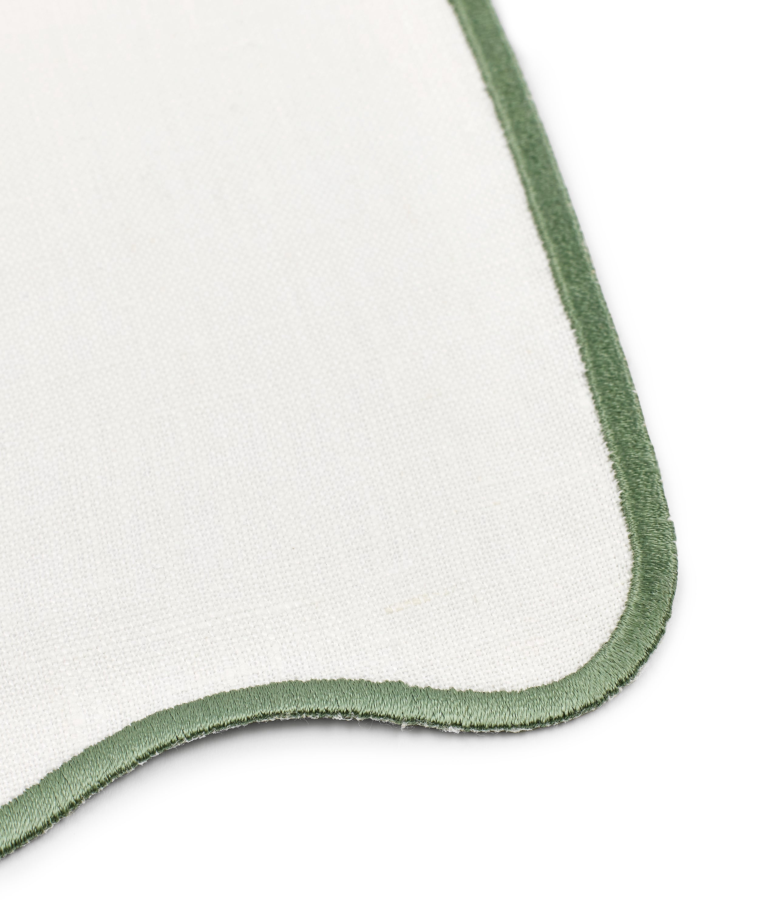 Rebecca Udall Scalloped Linen Napkin, Green Stitching