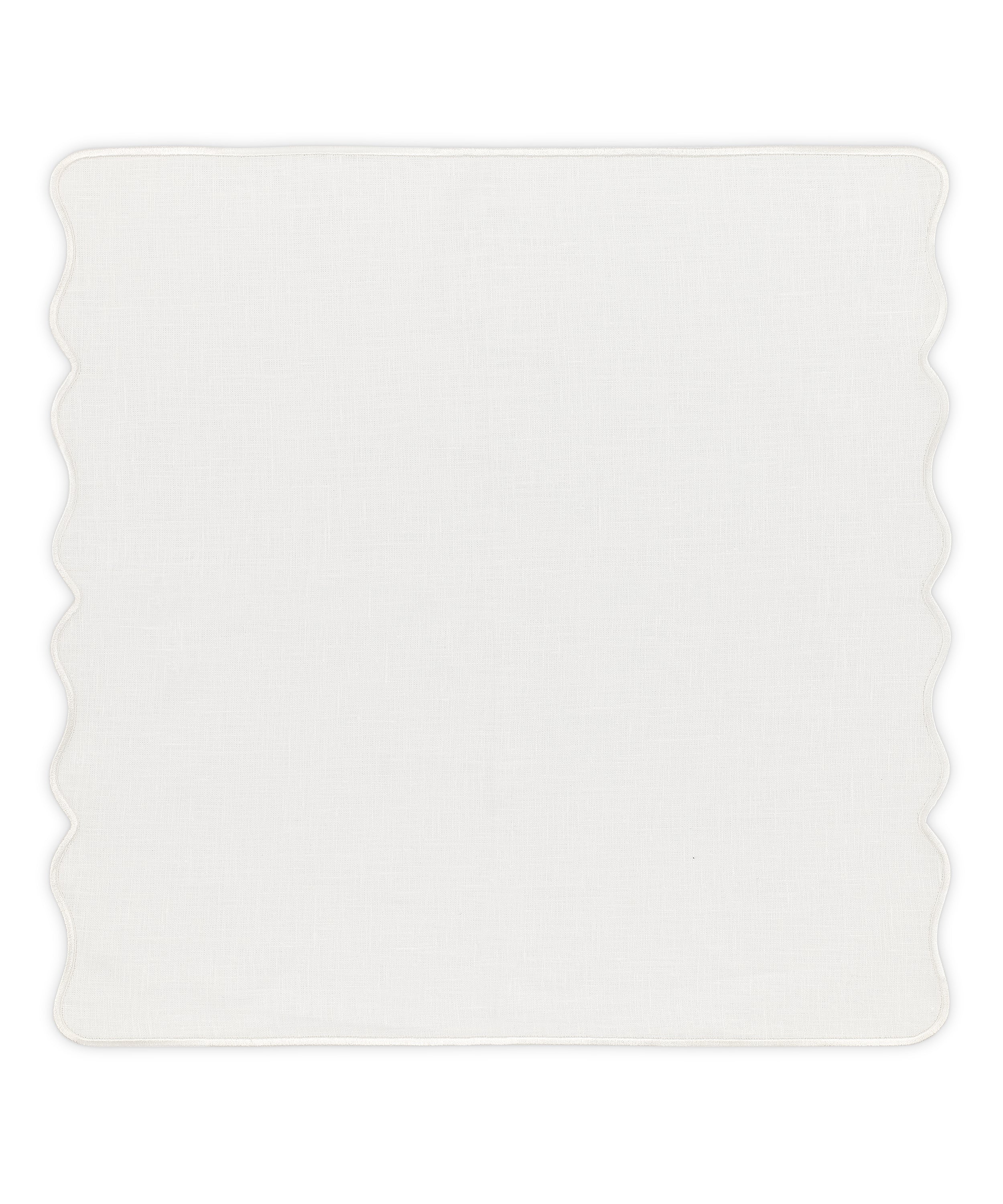 Rebecca Udall White Wavy Scalloped Linen Napkin