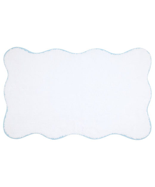 Amelia Scalloped Bath Mat, Powder Blue