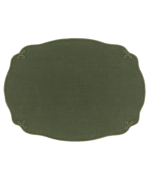 Set of 4 Nancy Linen Placemats, Forest Green, Cut Out