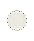 Set of 4 Olivia Scalloped Dessert Plates, Green Filet