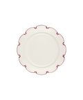 Set of 4 Olivia Scalloped Dessert Plates, Raspberry Filet